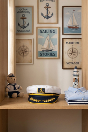 OnMyHead Unisex Çocuk Beyaz Kaptan Kasket Şapka