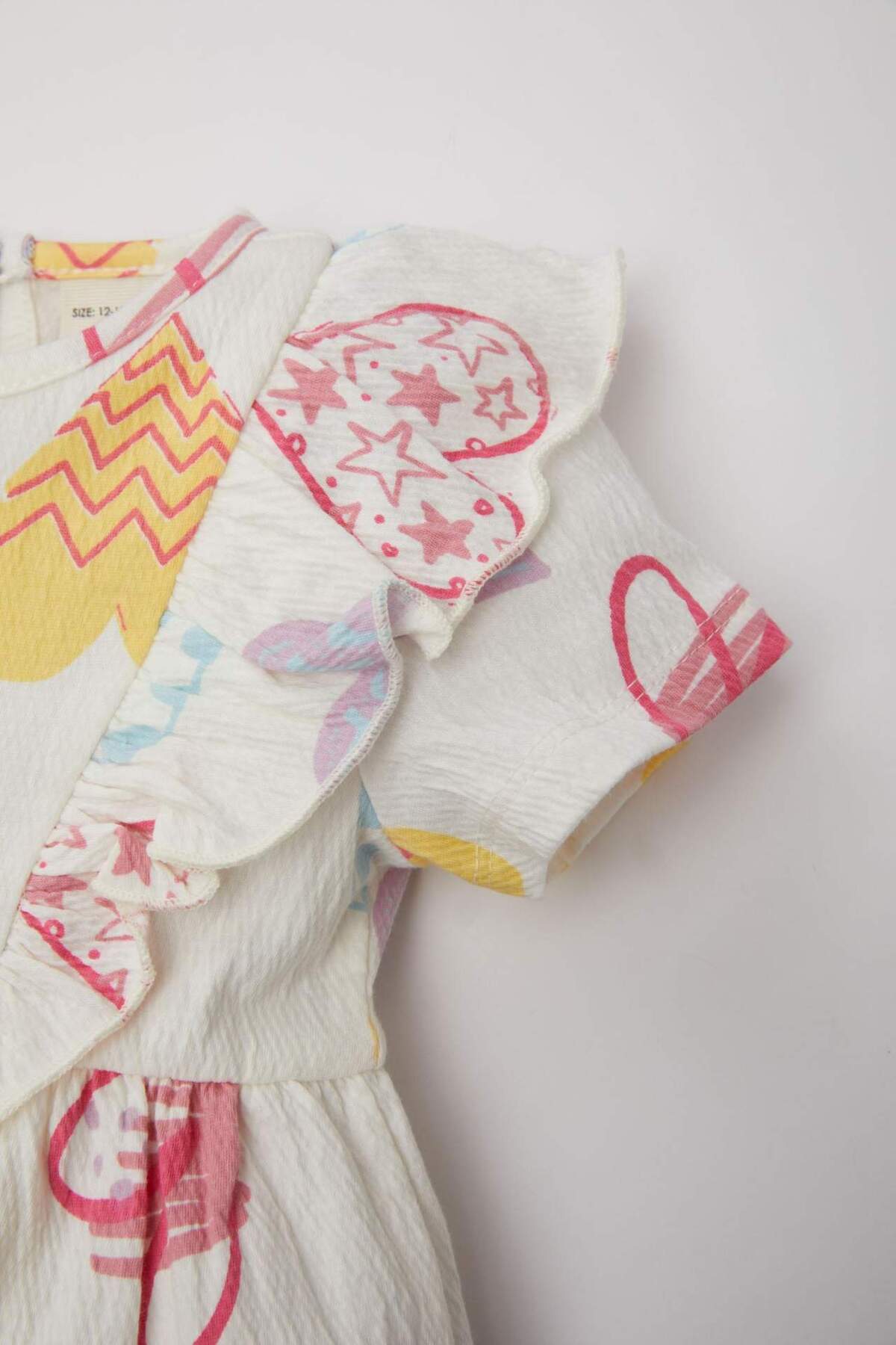 Defacto Kalp Desenli Kısa Kollu Elbise Kız Bebek C2393A524SM fotoğrafı 6 (önizleme)