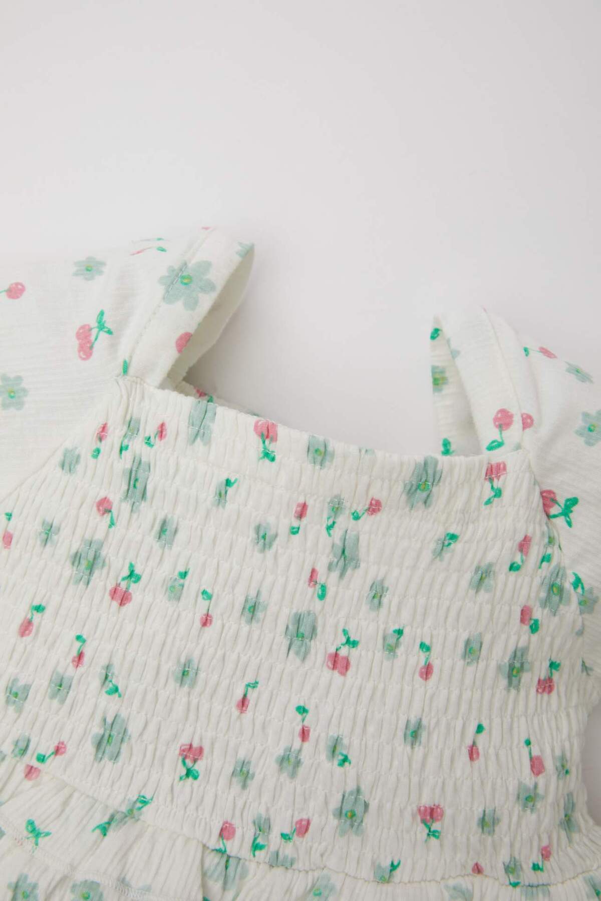 Defacto Çiçekli Kısa Kollu Elbise Kız Bebek C4500A524SM fotoğrafı 2 (önizleme)