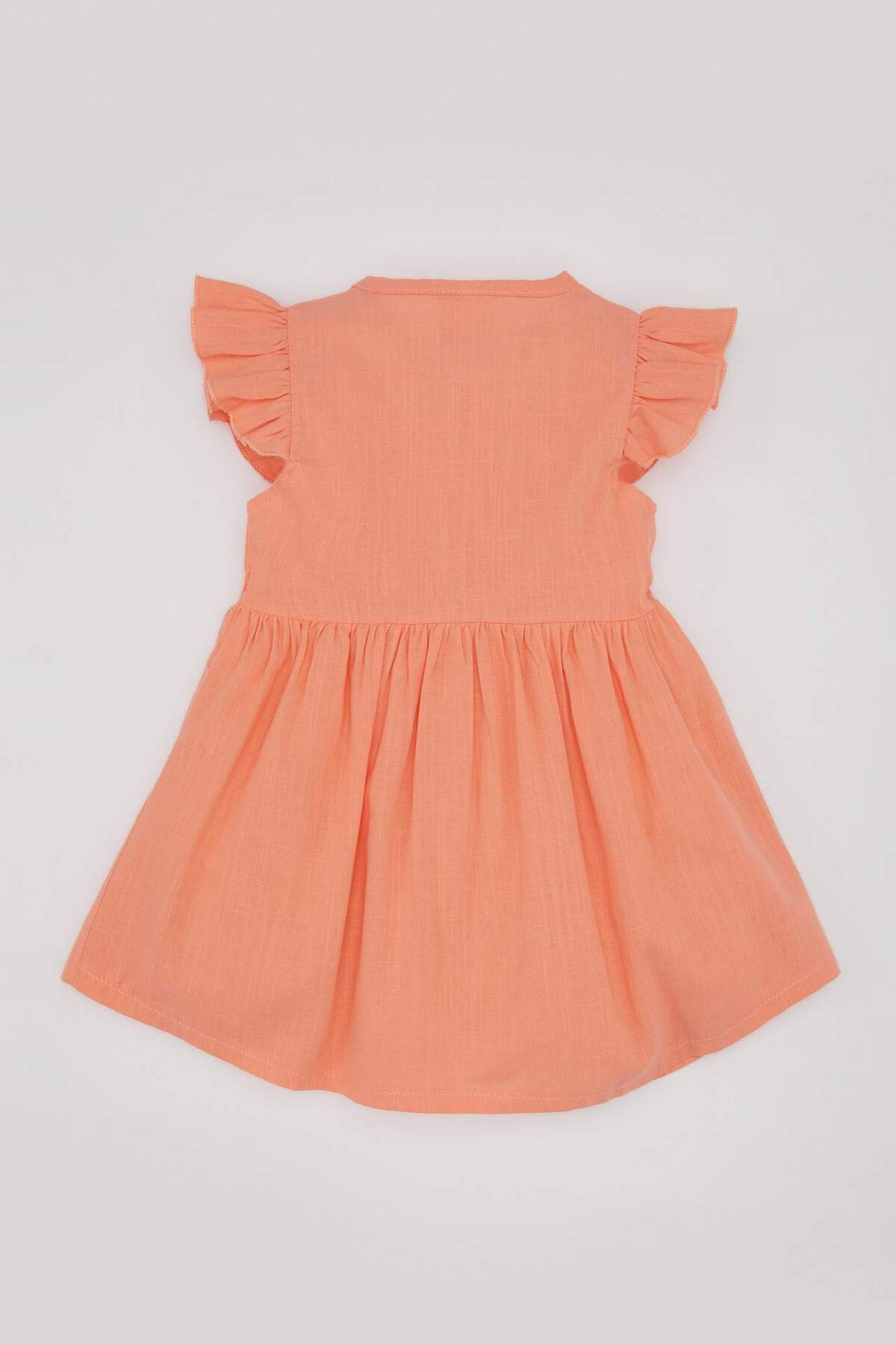 Defacto Kız Bebek Kısa Kollu Keten Görünümlü Basic Elbise Z7402A224SM fotoğrafı 4 (önizleme)