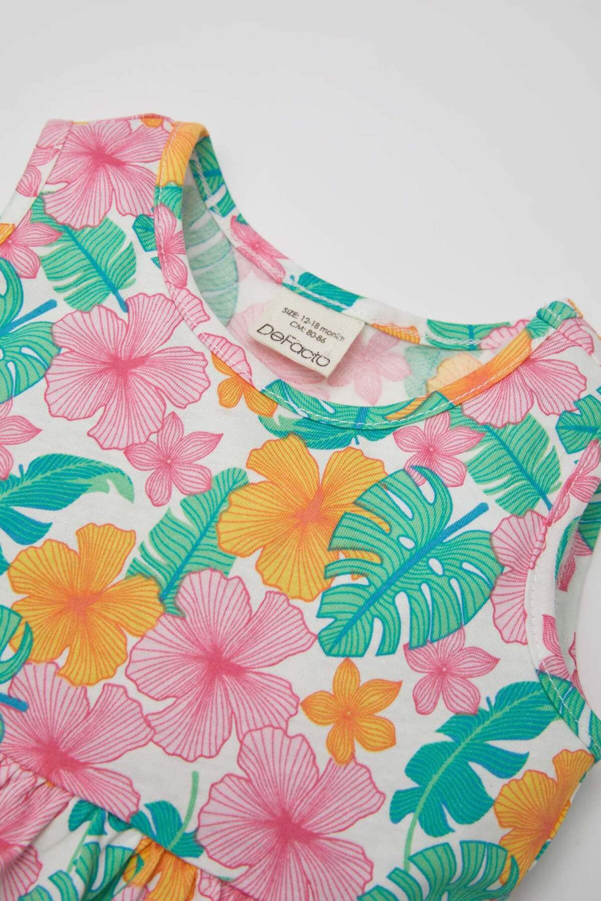 Defacto Kız Bebek Desenli Kolsuz Elbise C0074A524SM fotoğrafı 5 (önizleme)