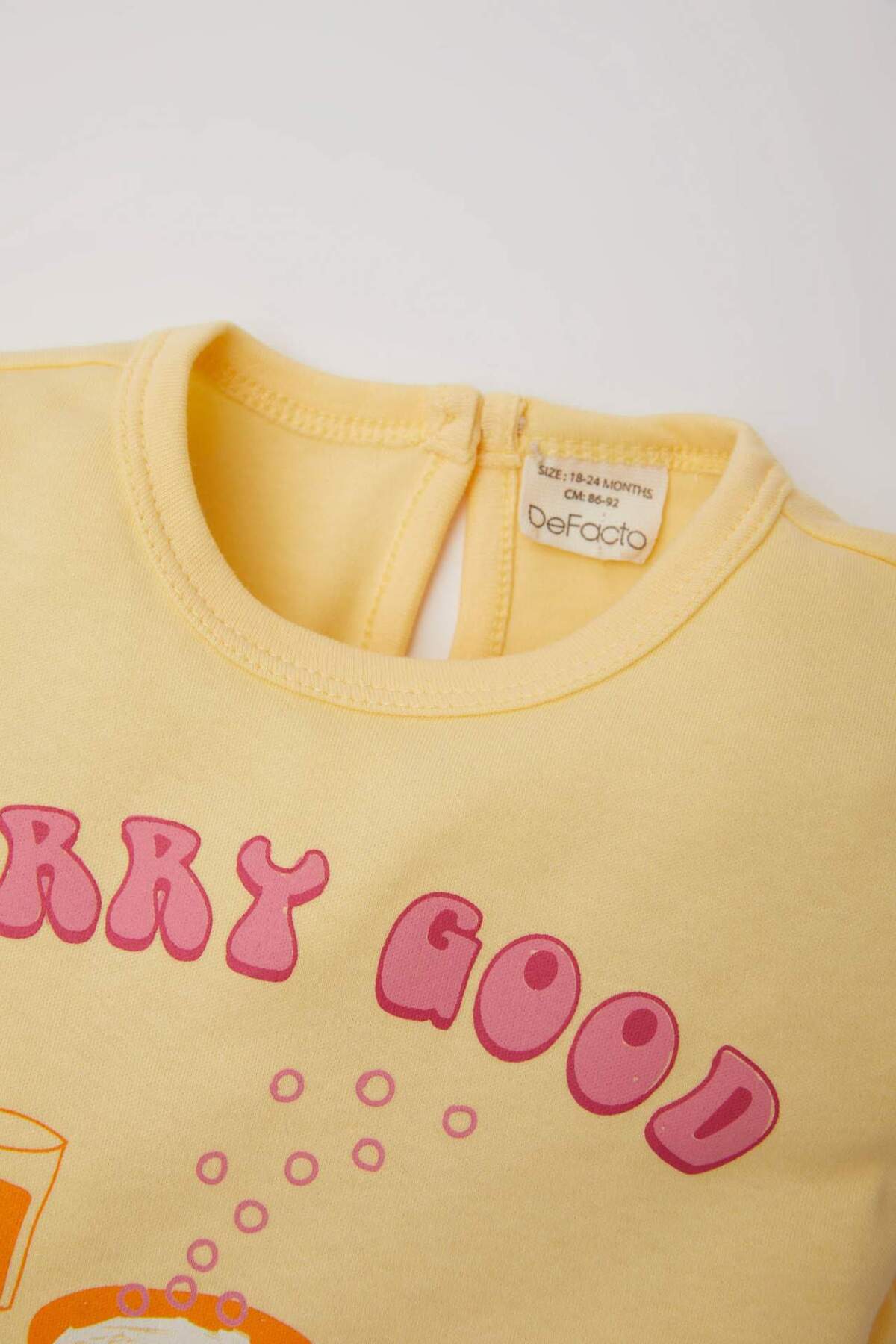 Defacto Kız Bebek Baskılı Kısa Kollu Şortlu Pijama Takımı C3484A524HS fotoğrafı 3 (önizleme)