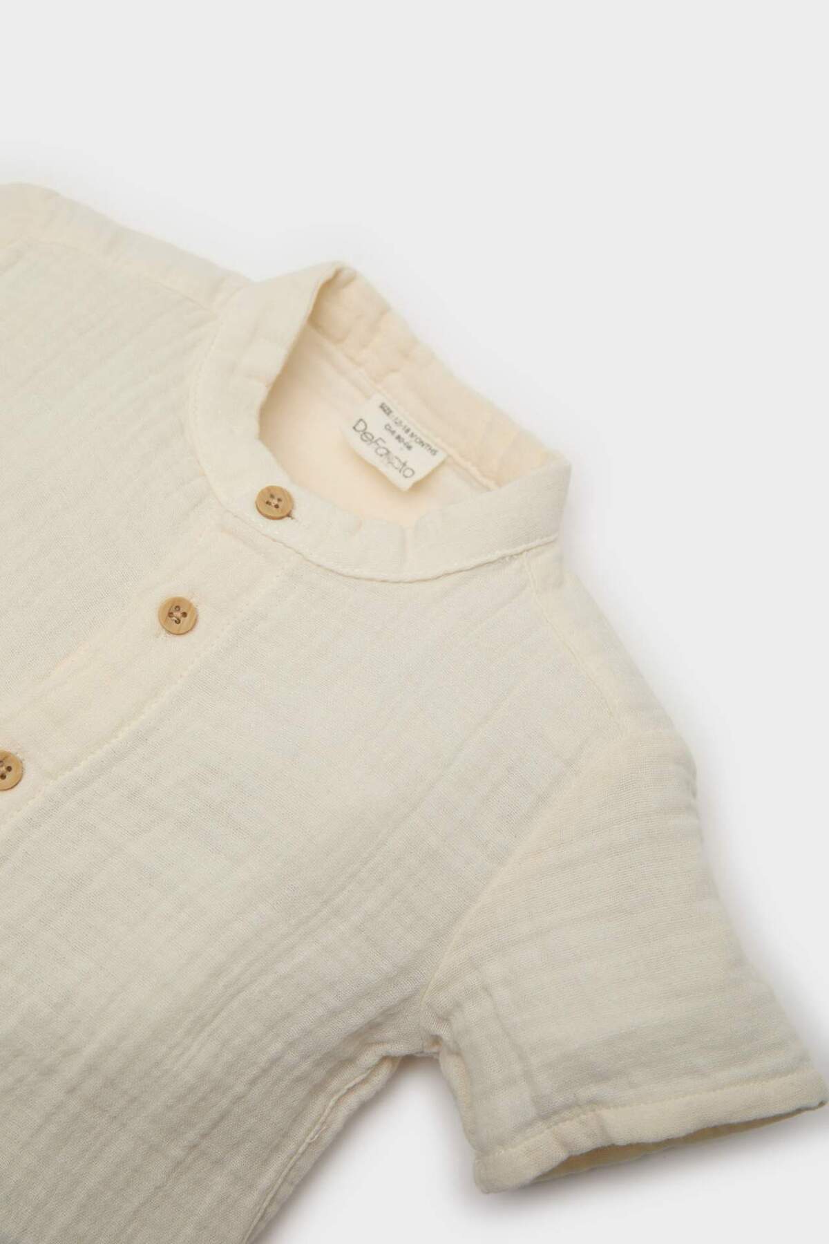 Defacto 2'li Takım Müslin Kısa Kollu Gömlek Beli Lastikli Şort Erkek Bebek B8080A524SM fotoğrafı 3 (önizleme)