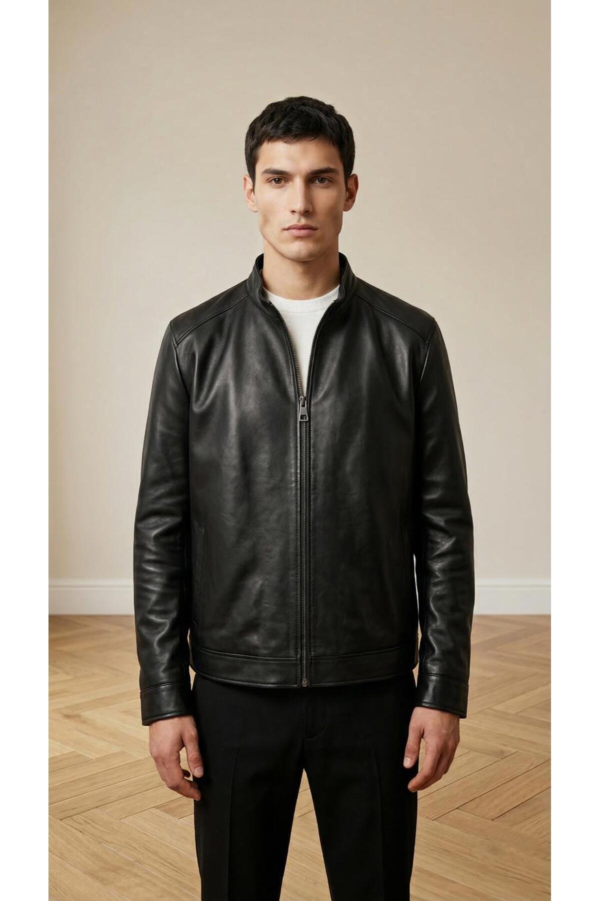 Dynamo  Erkek Hakim Yaka Kuzu Derisi Mont - Görsel 4