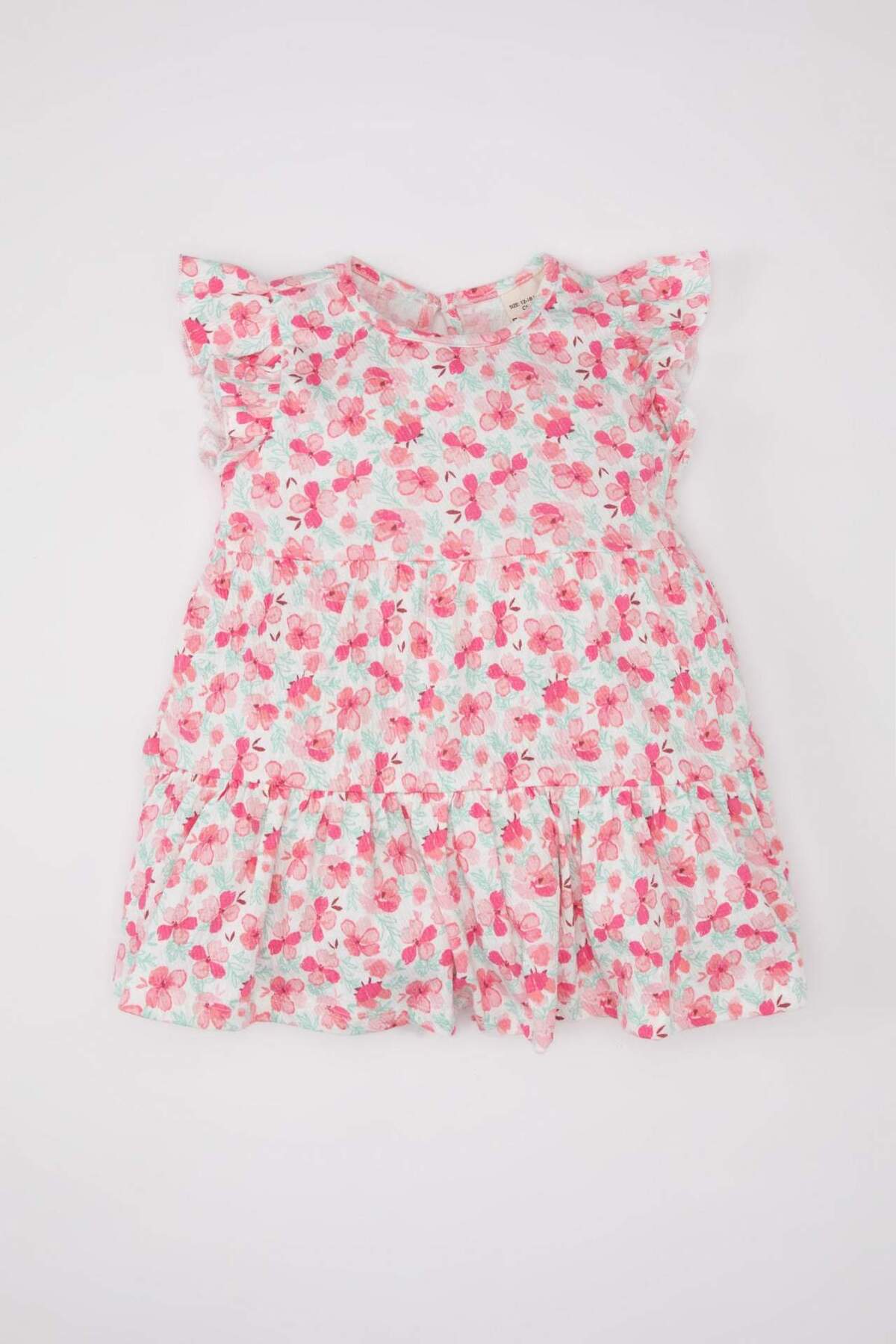 Defacto Çiçekli Kısa Kollu Elbise Kız Bebek C5207A524SM fotoğrafı 5 (önizleme)