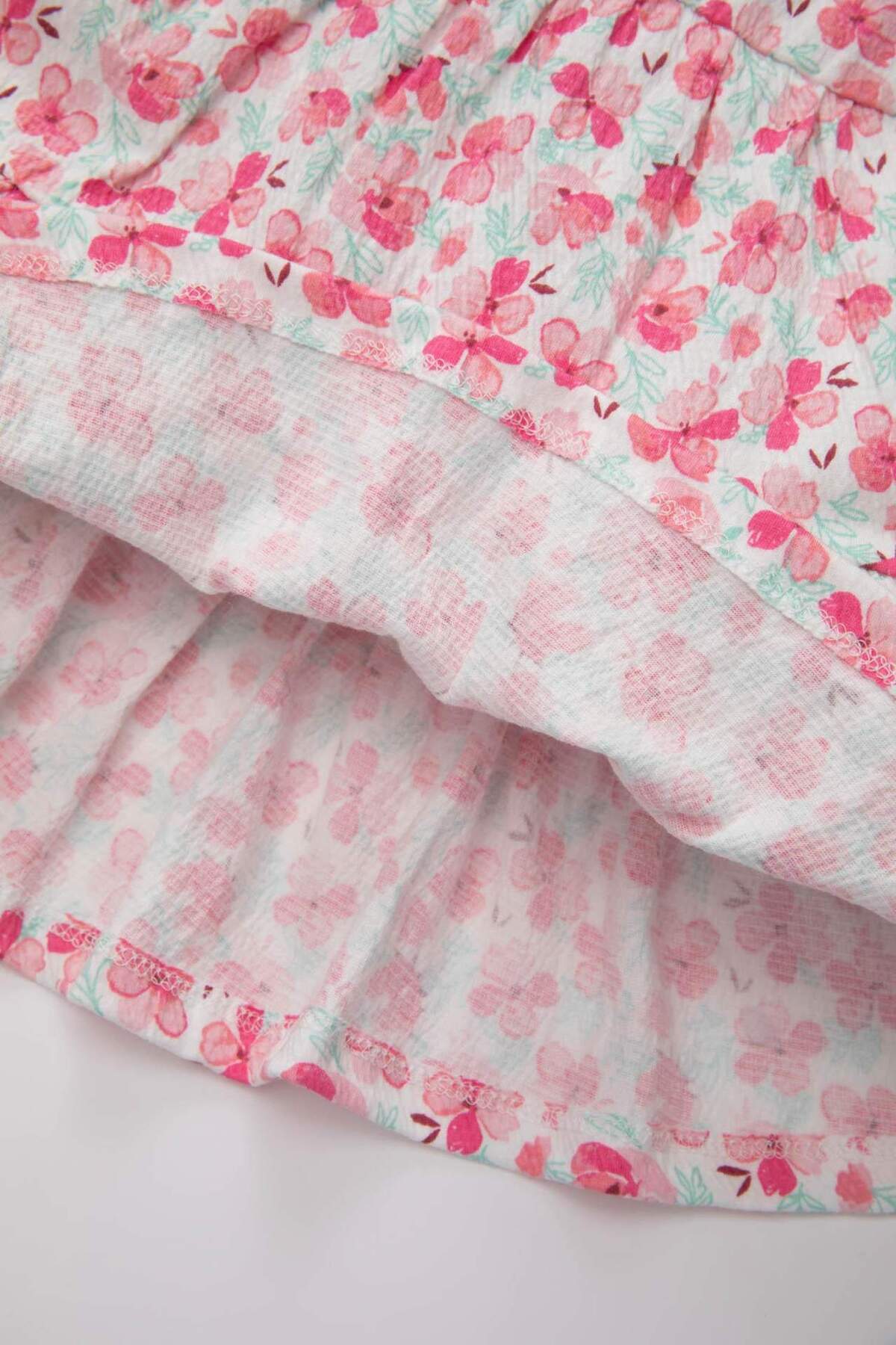 Defacto Çiçekli Kısa Kollu Elbise Kız Bebek C5207A524SM fotoğrafı 7 (önizleme)