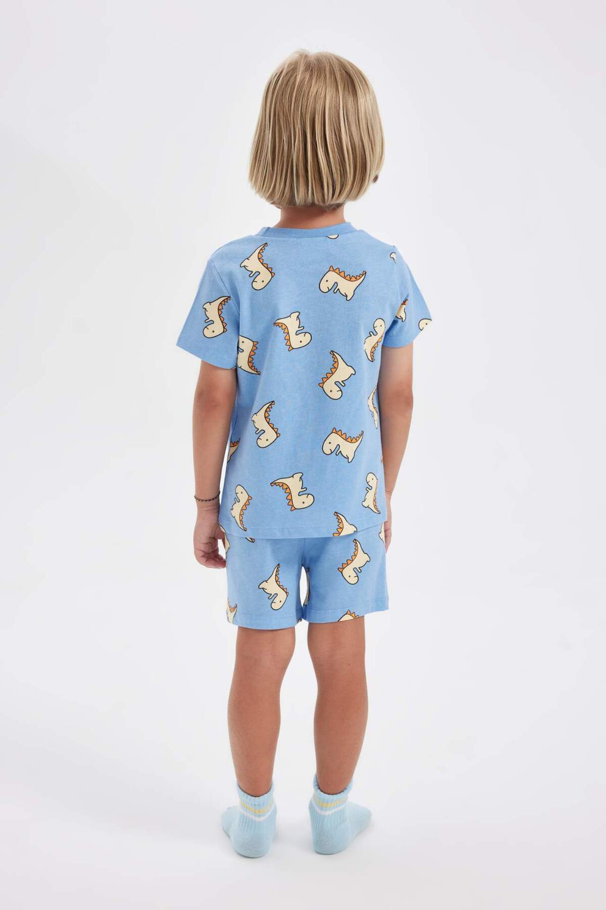 Defacto Erkek Bebek Pijama Takımı Dinazor Baskılı Penye Kısa Kollu Üst Şort C1997A524HS fotoğrafı 5 (önizleme)