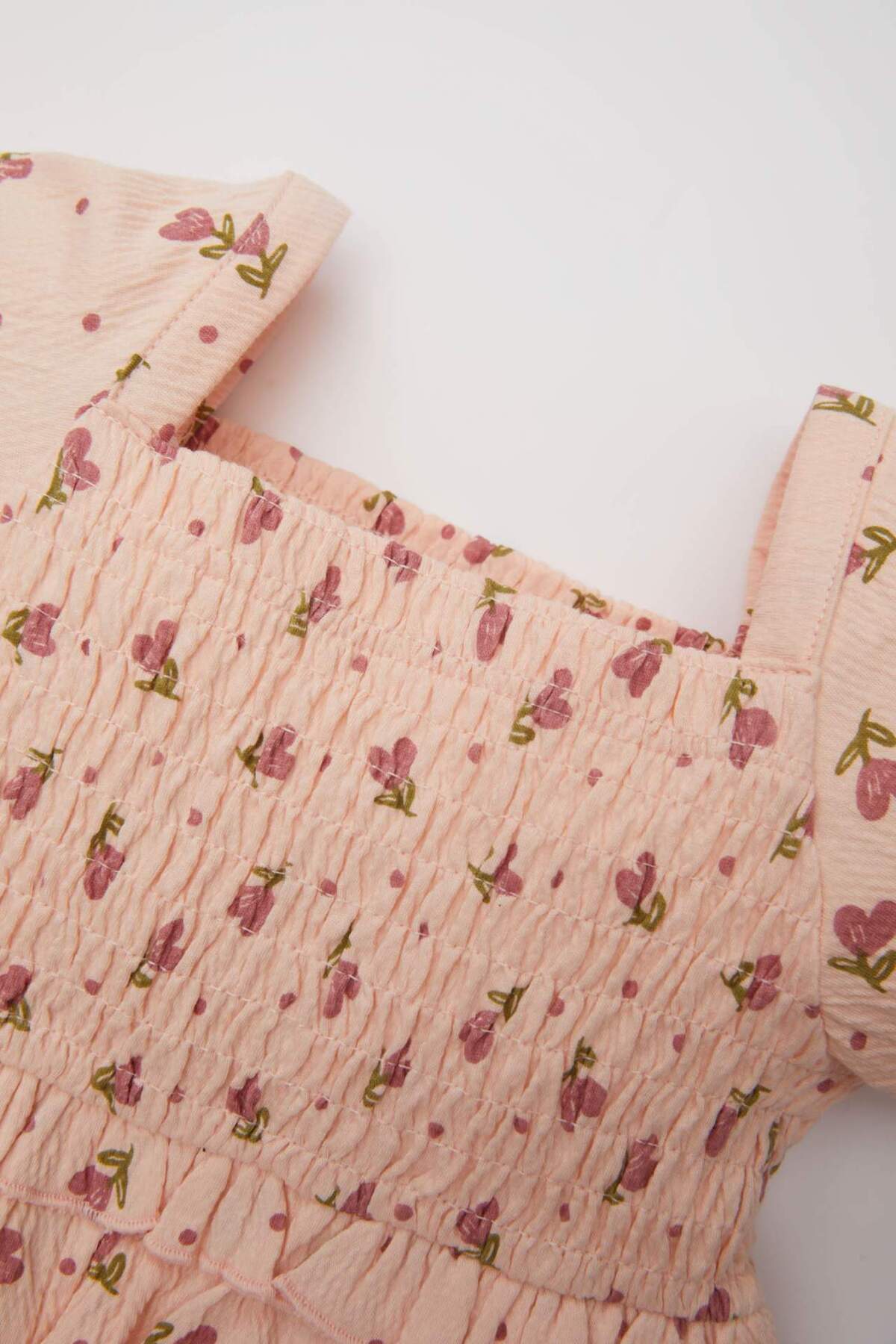 Defacto Çiçekli Kısa Kollu Elbise Kız Bebek C2396A524SM fotoğrafı 2 (önizleme)