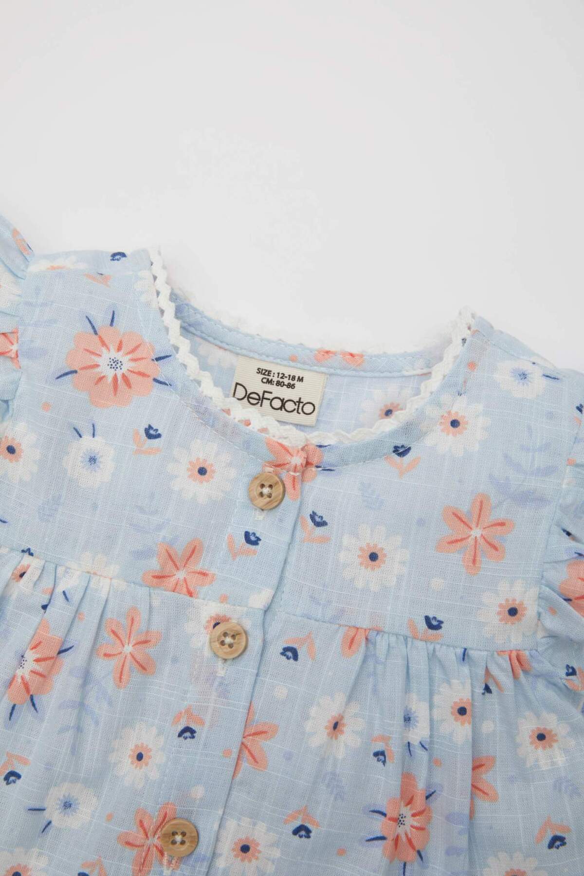 Defacto Kız Bebek Çiçekli Kolsuz Poplin Elbise C2413A524SM fotoğrafı 2 (önizleme)