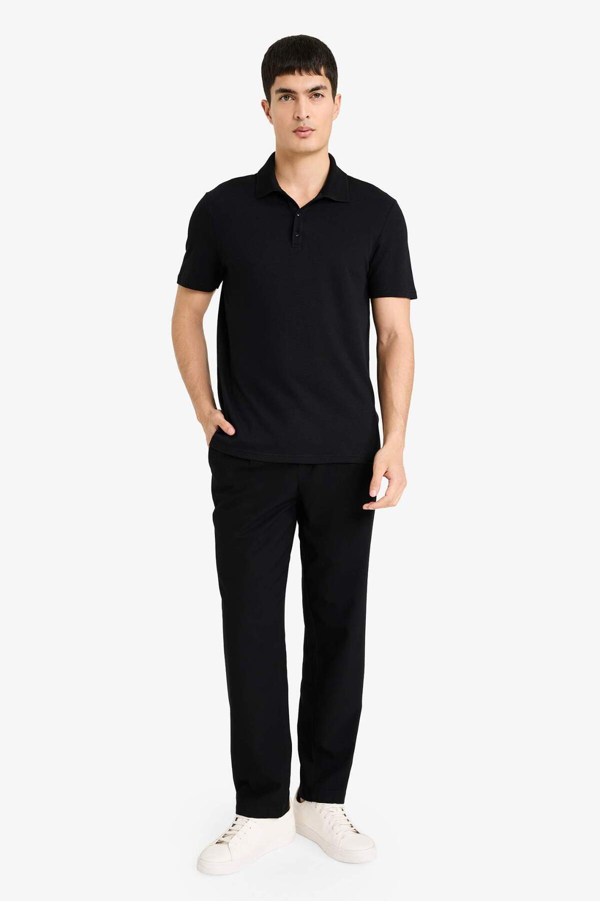 DeFacto Slim Fit Polo Yaka Kısa Kollu Pamuklu Modal Karışımlı Basic Tişört M6609AZ24SP görsel 2