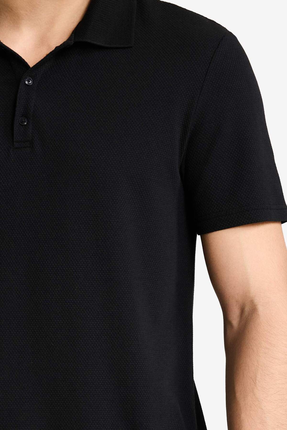DeFacto Slim Fit Polo Yaka Kısa Kollu Pamuklu Modal Karışımlı Basic Tişört M6609AZ24SP görsel 4