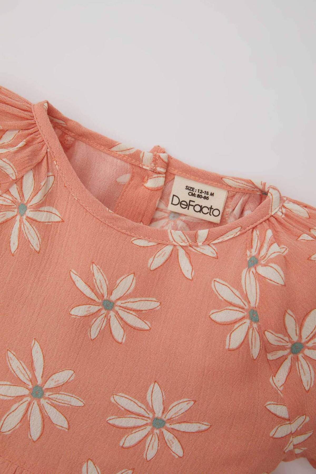 Defacto Çiçekli Kısa Kollu Krinkıl Viskon Elbise Kız Bebek C2423A524SM fotoğrafı 2 (önizleme)