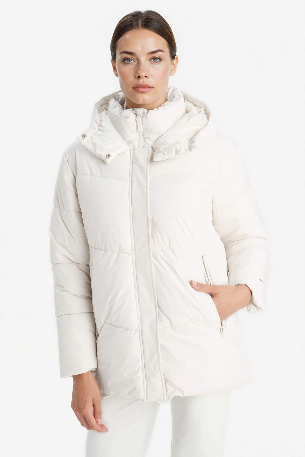 Defacto  DeFactoFit Su İtici Mont Kapüşonlu Polar Astarlı Fermuarlı Su Geçirmez A1553AX23WN - Görsel 3