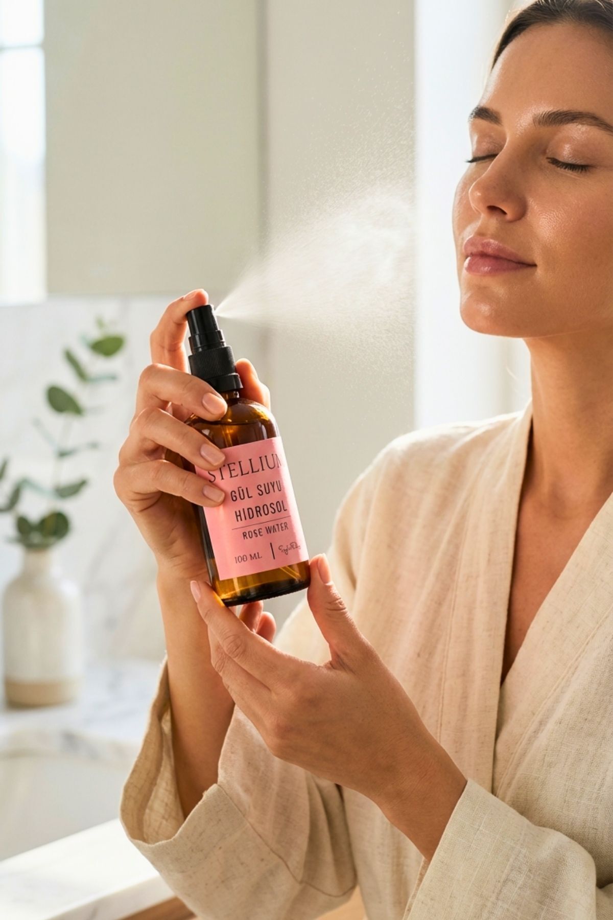 Saf Gül Suyu | Gıda Uyumlu %100 Doğal Cilt Toniği | Buhar Distilasyonu Hidrosol 100 ML — 8684302800777 — تصویر 3 از 6