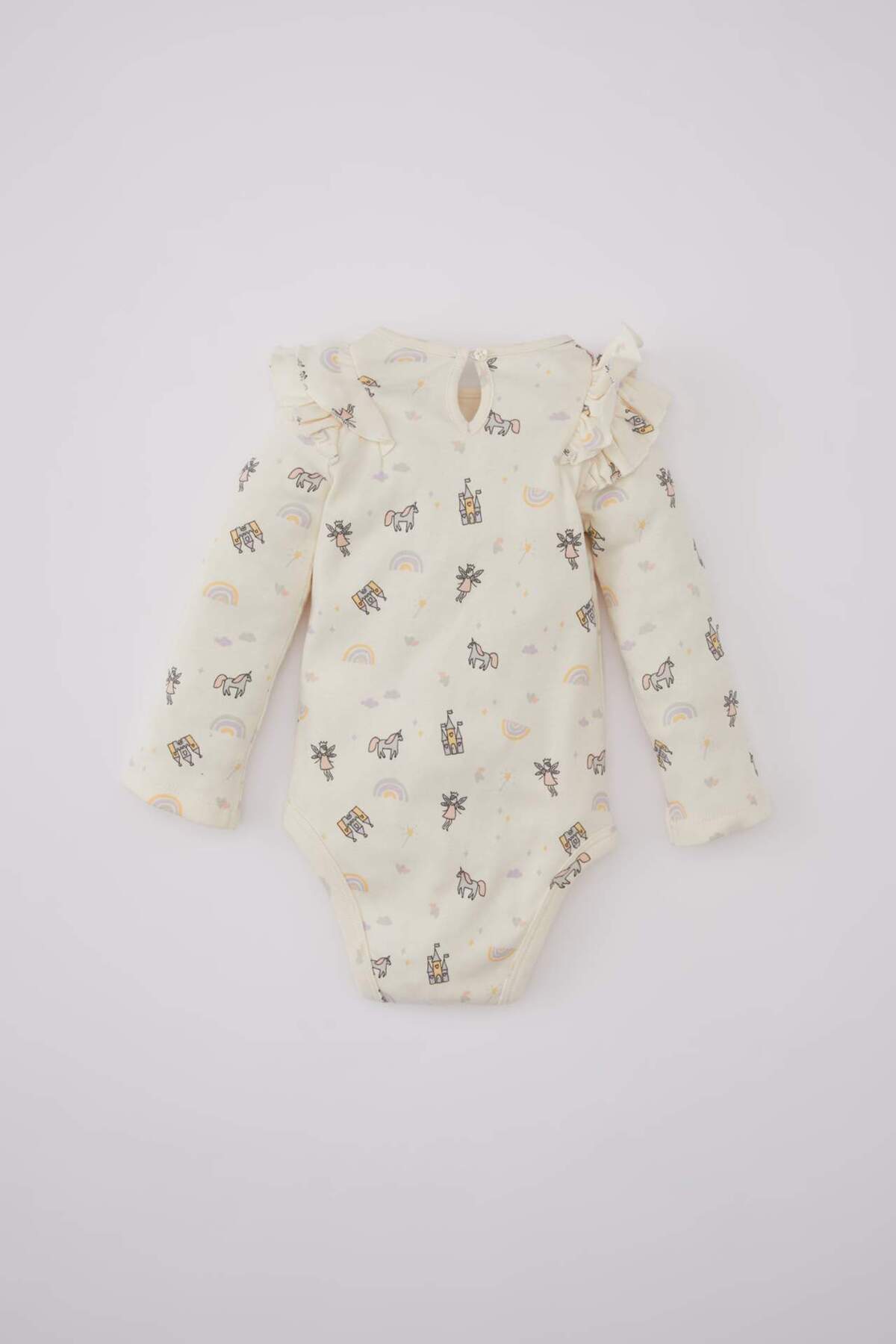 Defacto Kız Bebek Yeni Doğan Unicorn Baskılı Uzun Kollu Çıtçıtlı Body B9653A524SP fotoğrafı 5 (önizleme)