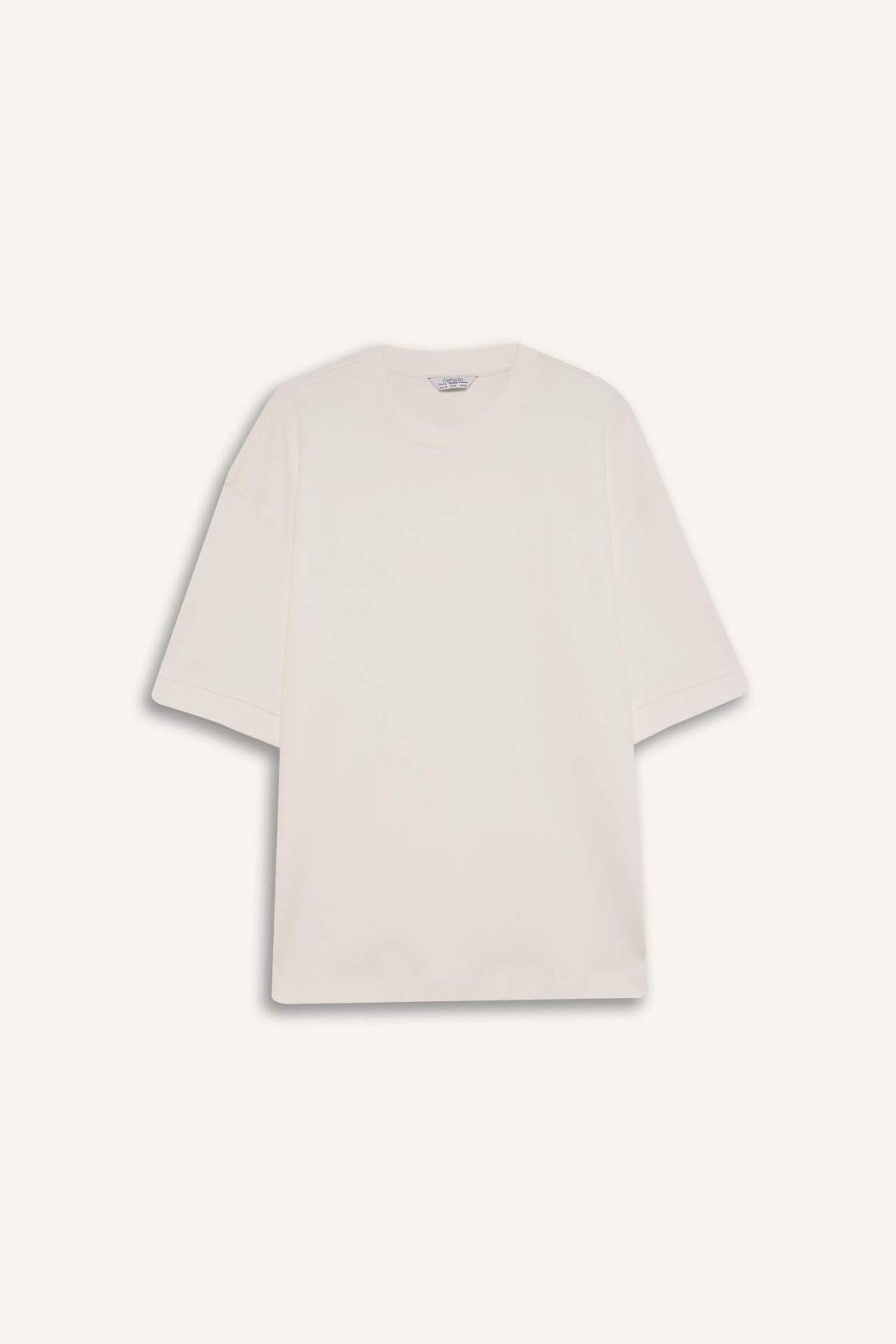 Defacto  Loose Fit Bisiklet Yaka Kısa Kollu Ağır Kumaş Basic Düz Tişört B4844AX23WN - Görsel 6