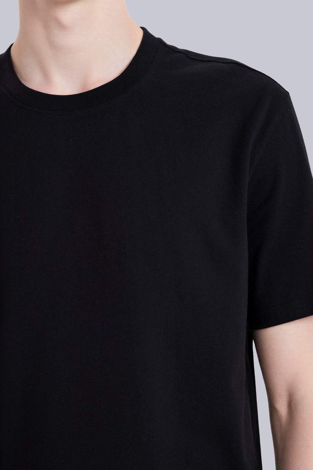 Defacto  %100 Pamuk New Regular Fit Bisiklet Yaka Basic Düz Kısa Kollu Tişört V7699AZ24SP - Görsel 4