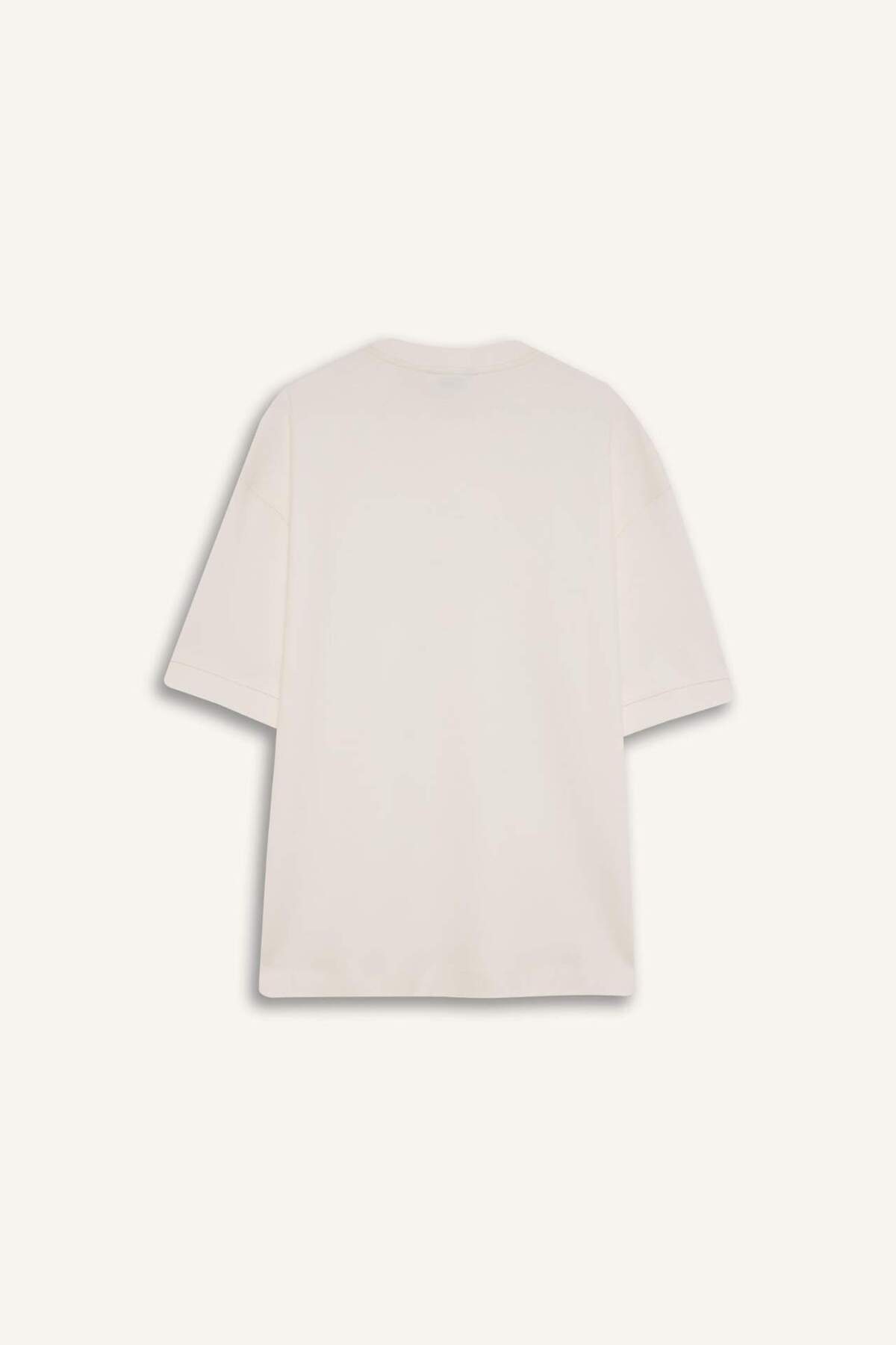 Defacto  Loose Fit Bisiklet Yaka Kısa Kollu Ağır Kumaş Basic Düz Tişört B4844AX23WN - Görsel 8