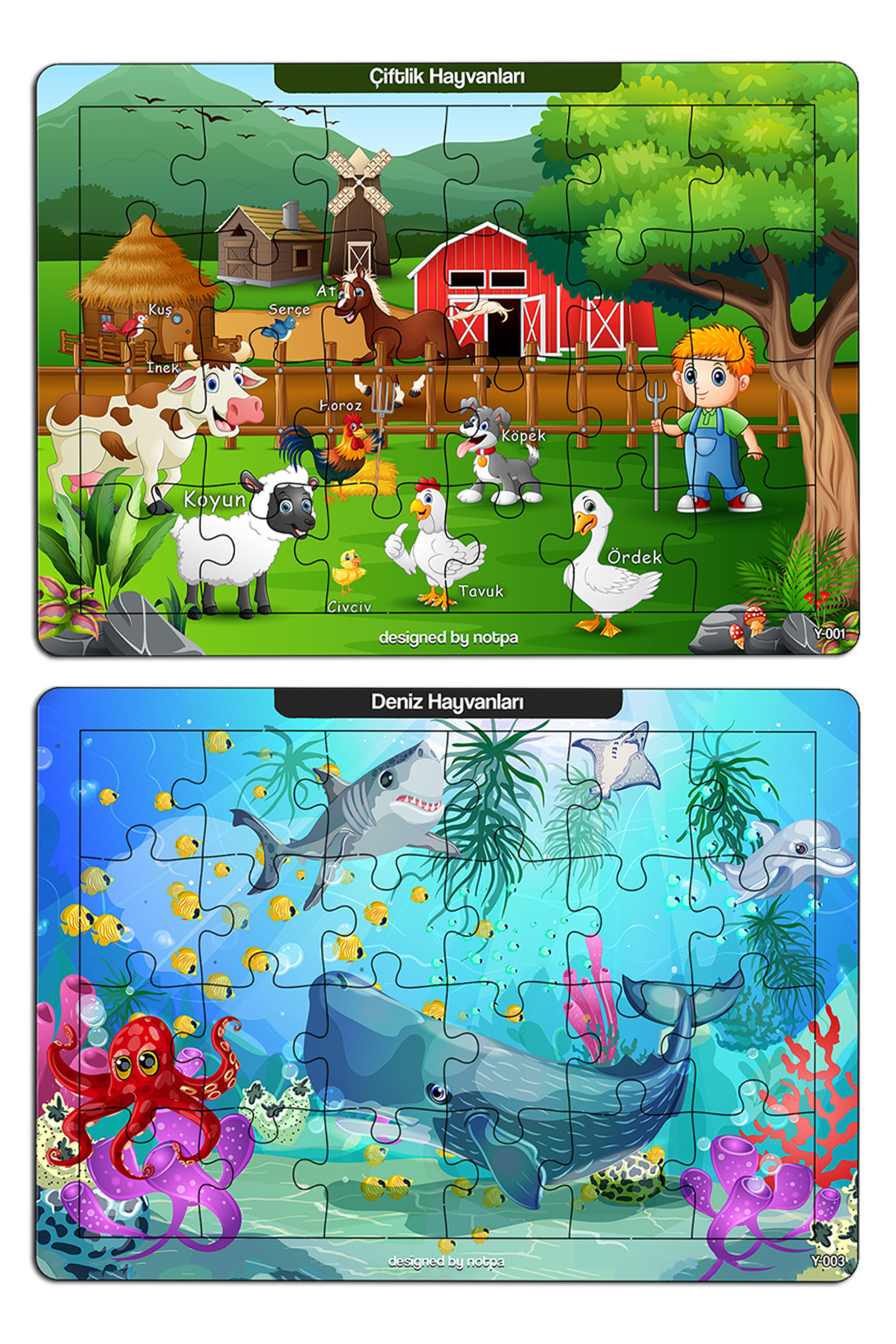 kutuTR Notpa Çocuklar İçin 24 Parça Eğitici Ve Öğretici Ahşap Renkli Puzzle 4lü Set 1 fotoğrafı 3 (önizleme)