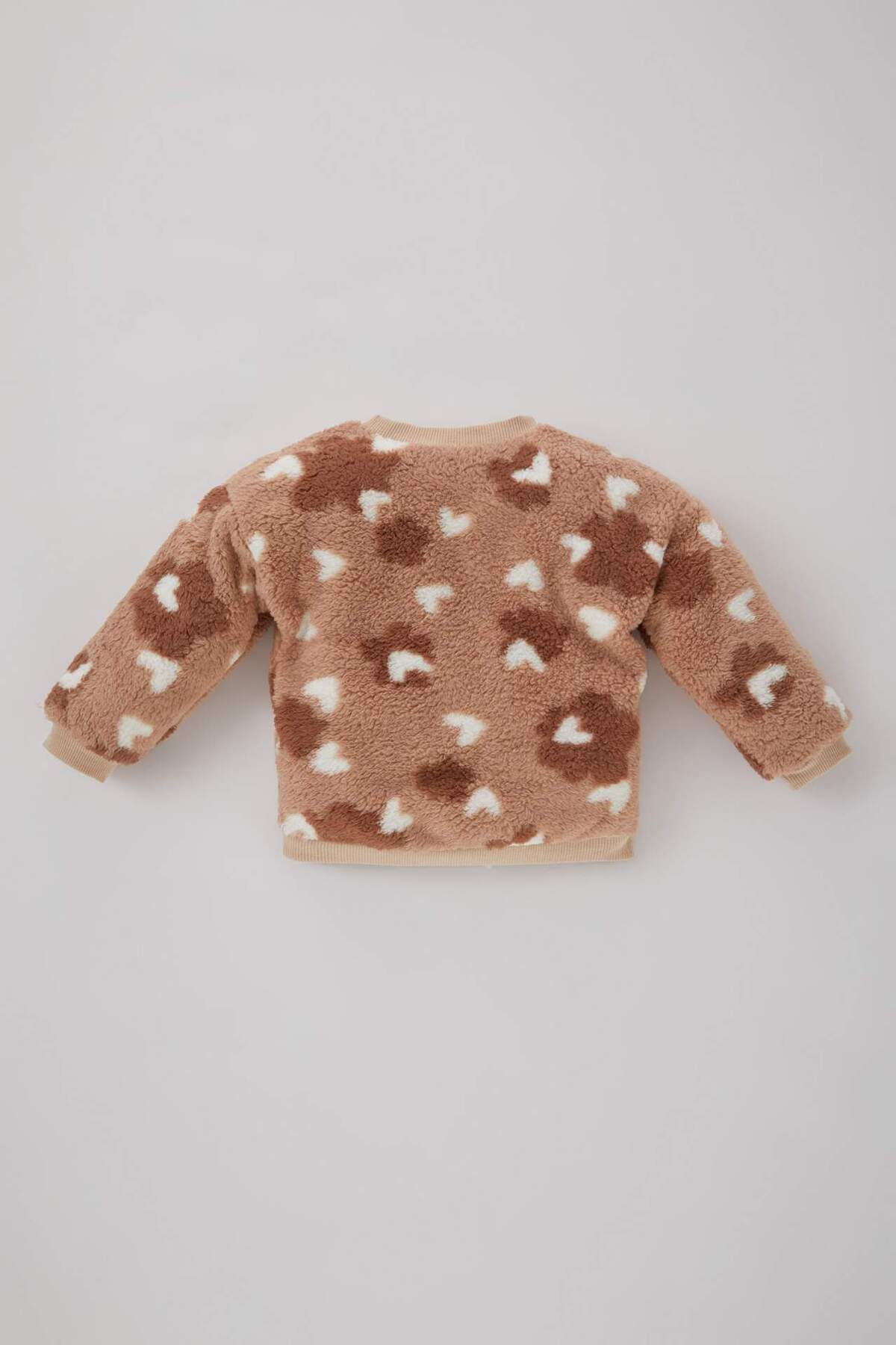 Defacto Kız Bebek Bisiklet Yaka Kalp Desenli Welsoft Pelüş Sweatshirt B3347A523WN fotoğrafı 5 (önizleme)