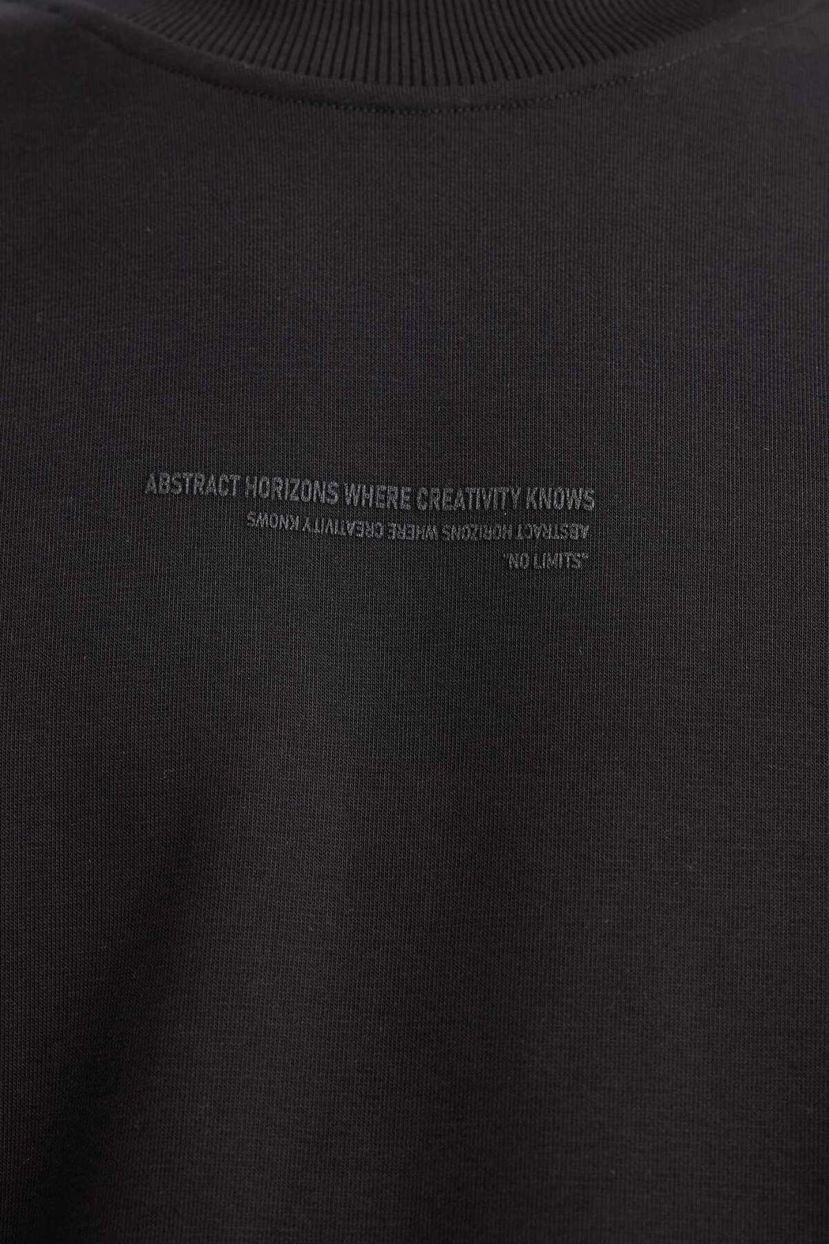 Defacto  Boxy Fit Bisiklet Yaka Baskılı Sweatshirt X8282AZ23AU - Görsel 4