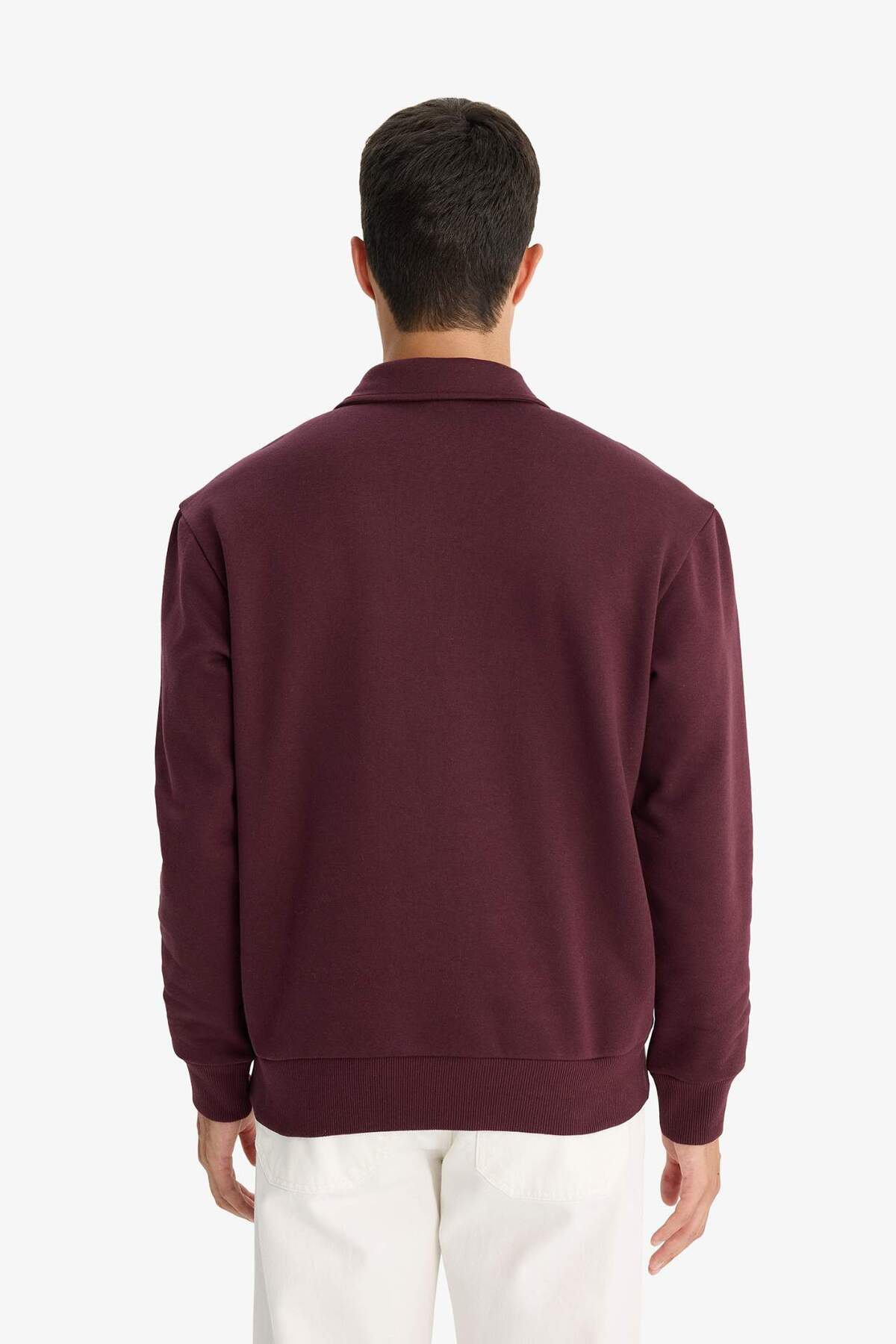 Defacto  Comfort Regular Fit Rahat Kalıp Fermuarlı Dik Yaka Basic Düz Sweatshirt X7405AZ23AU - Görsel 6