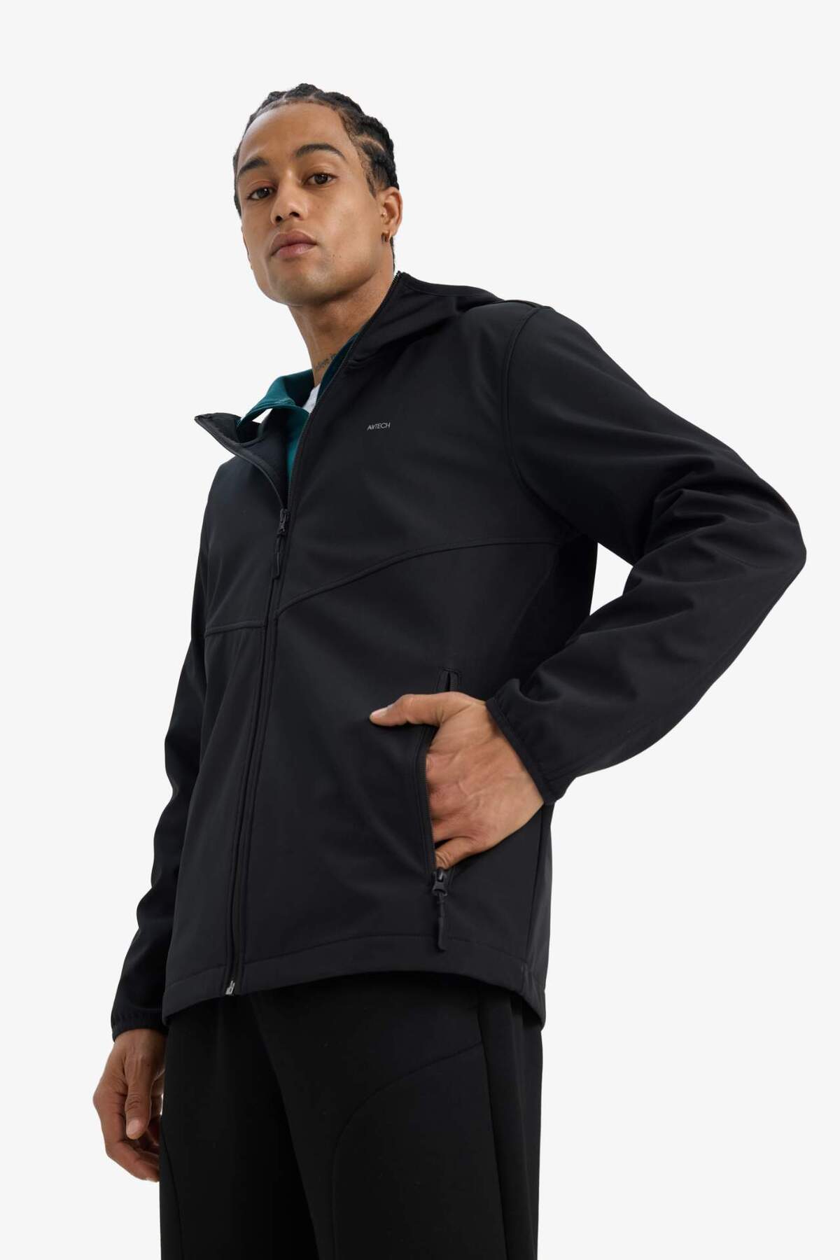 کت بارانی گرم، ضد باد، ضد آب Softshell A2122AX23WN — مشکی — تصویر 3 از 7