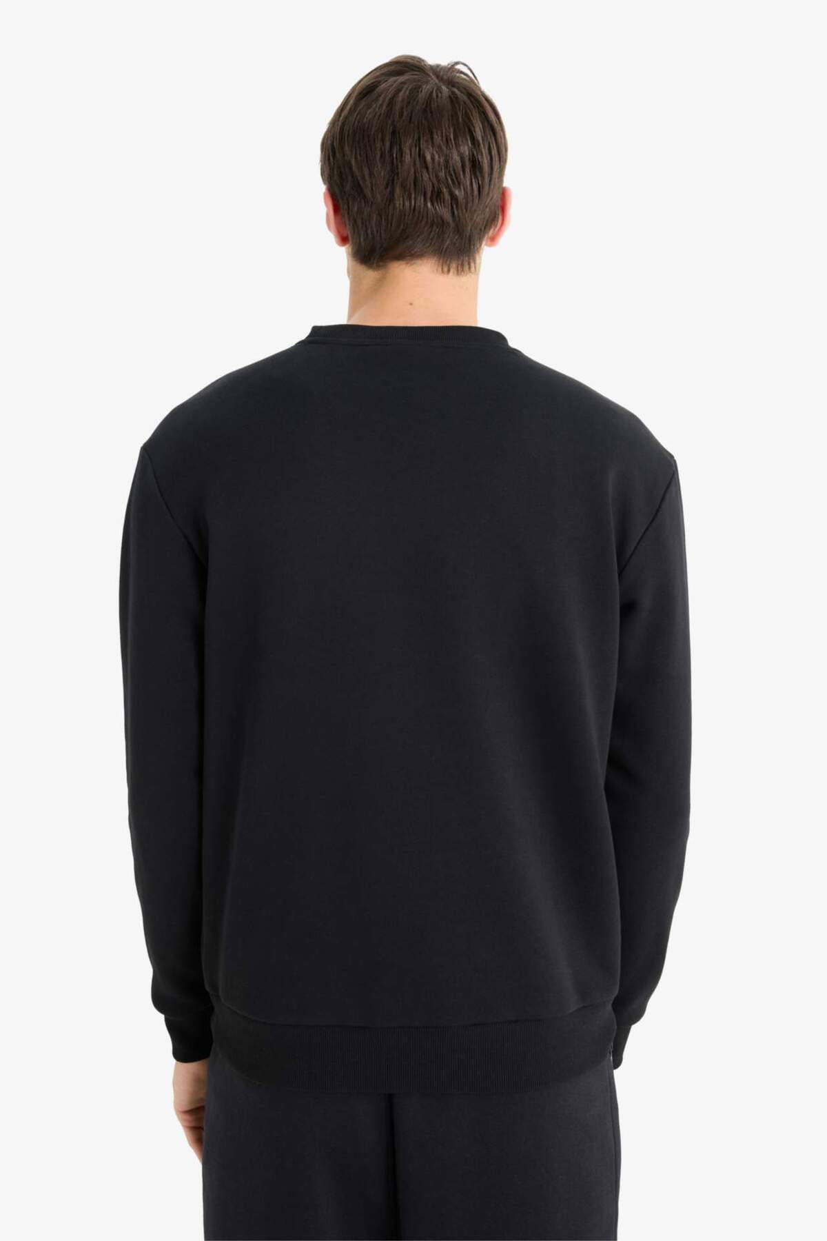 Defacto  Regular Fit Bisiklet Yaka Kalın Basic Düz Sweatshirt T3777AZ23AU - Görsel 6