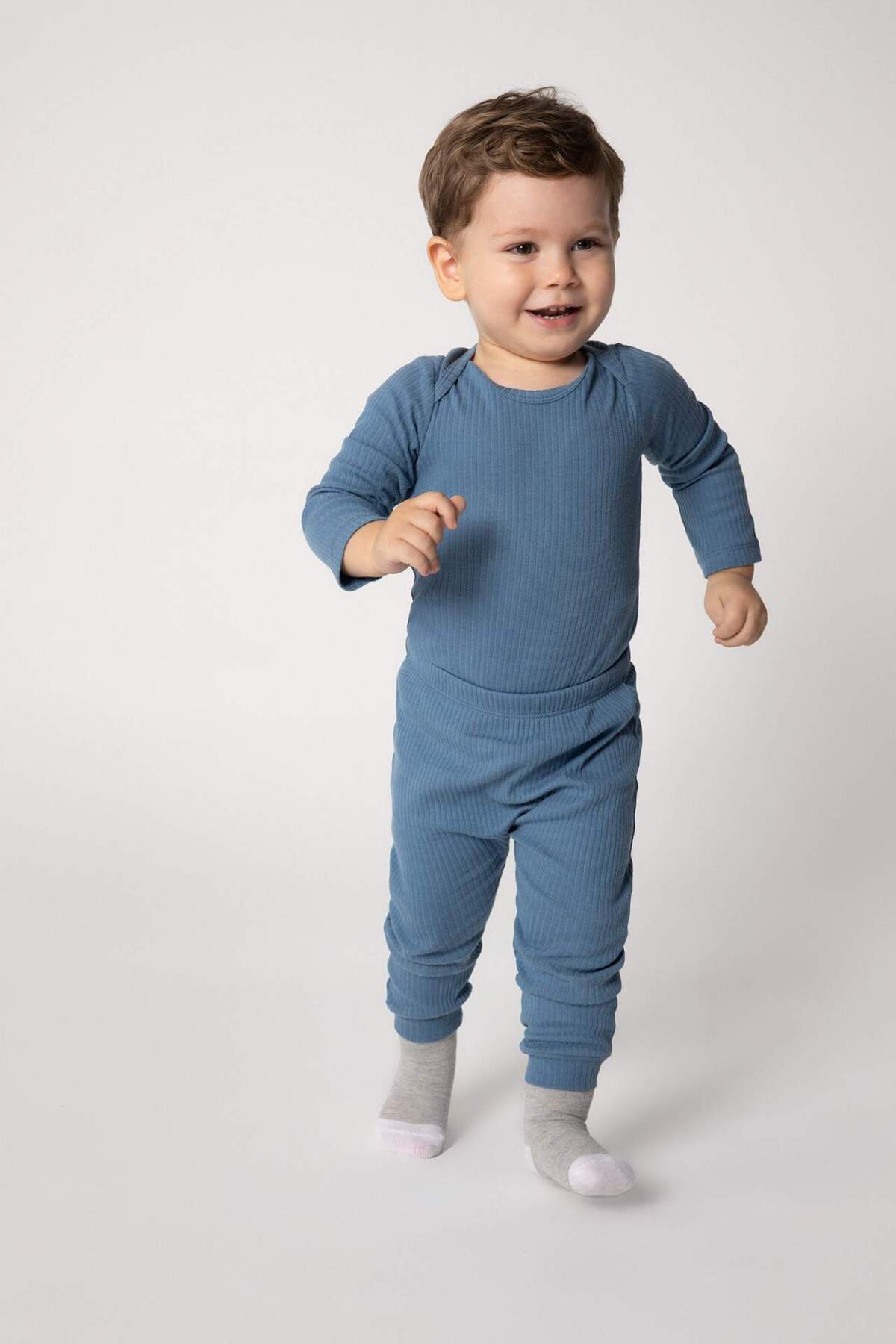 Defacto Erkek Bebek Fitilli Kaşkorse Çıtçıtlı Body Eşofman Altı 2li Takım A6883A523WN fotoğrafı 2 (önizleme)