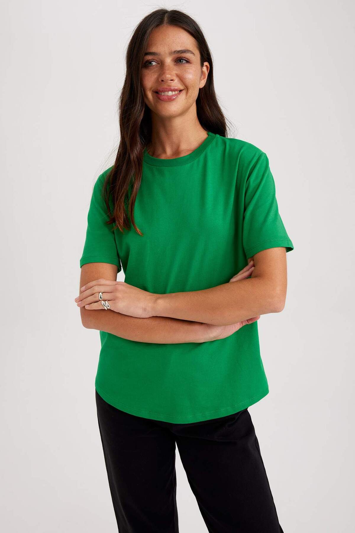 Regular Fit Crew Neck Short Sleeve 100% Cotton T-Shirt W9584AZ23SM
