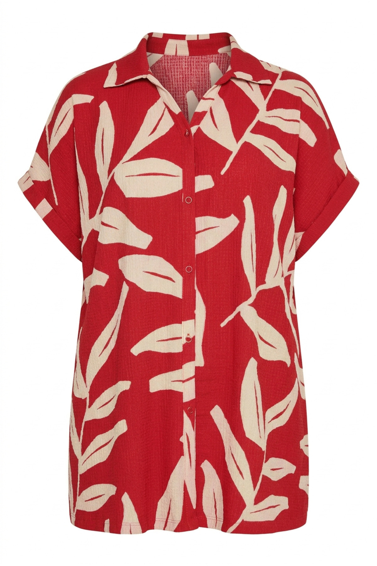 Stil Diva  Büyük Beden Kısa Kollu Desenli Düğmeli Gömlek 321827 - Görsel 7