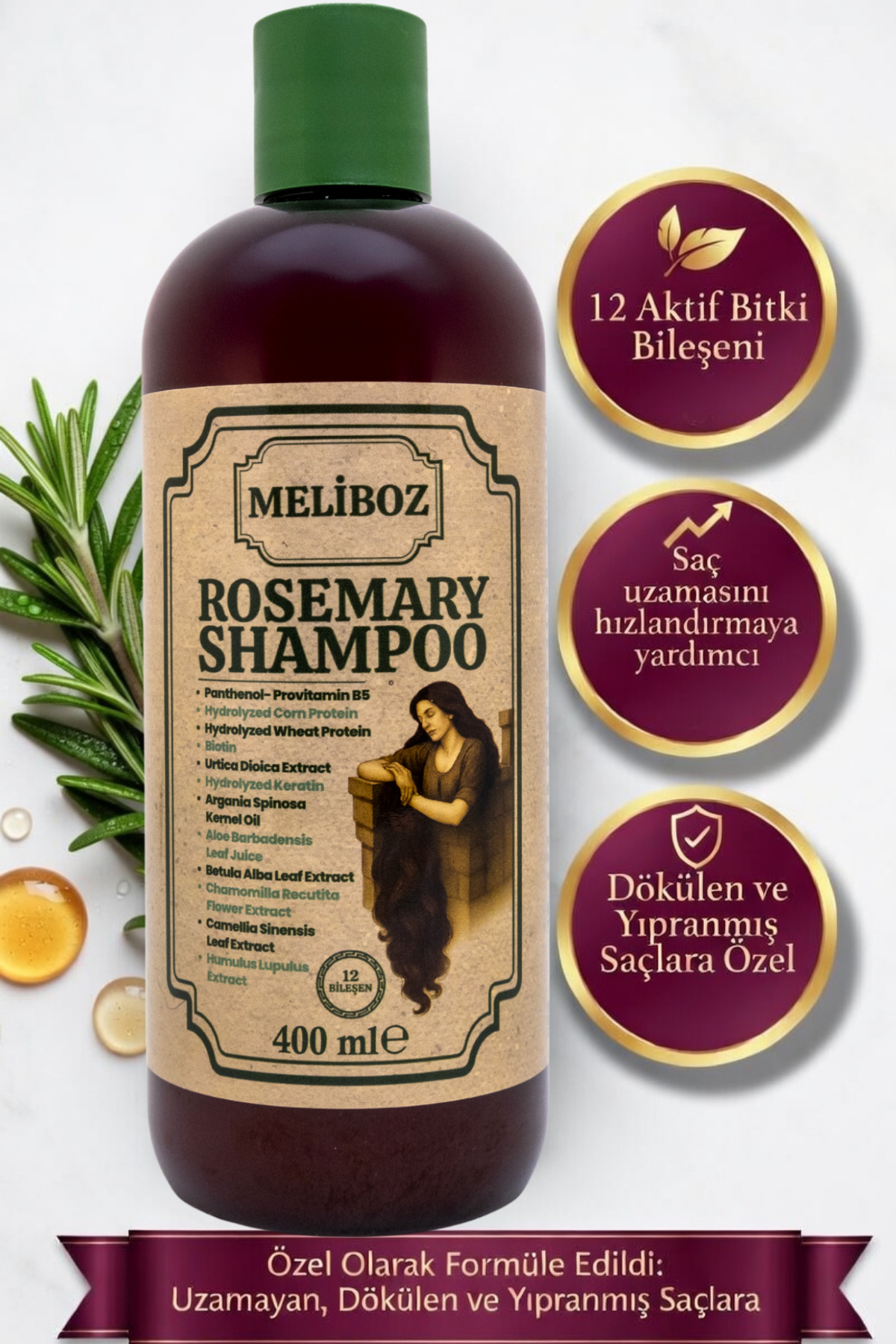 meliboz Biberiye Şampuanı 400 ml | Saç Dökülmesine Karşı | Biotin Keratin Panthenol İçerikli - Fiyatı, Yorumları