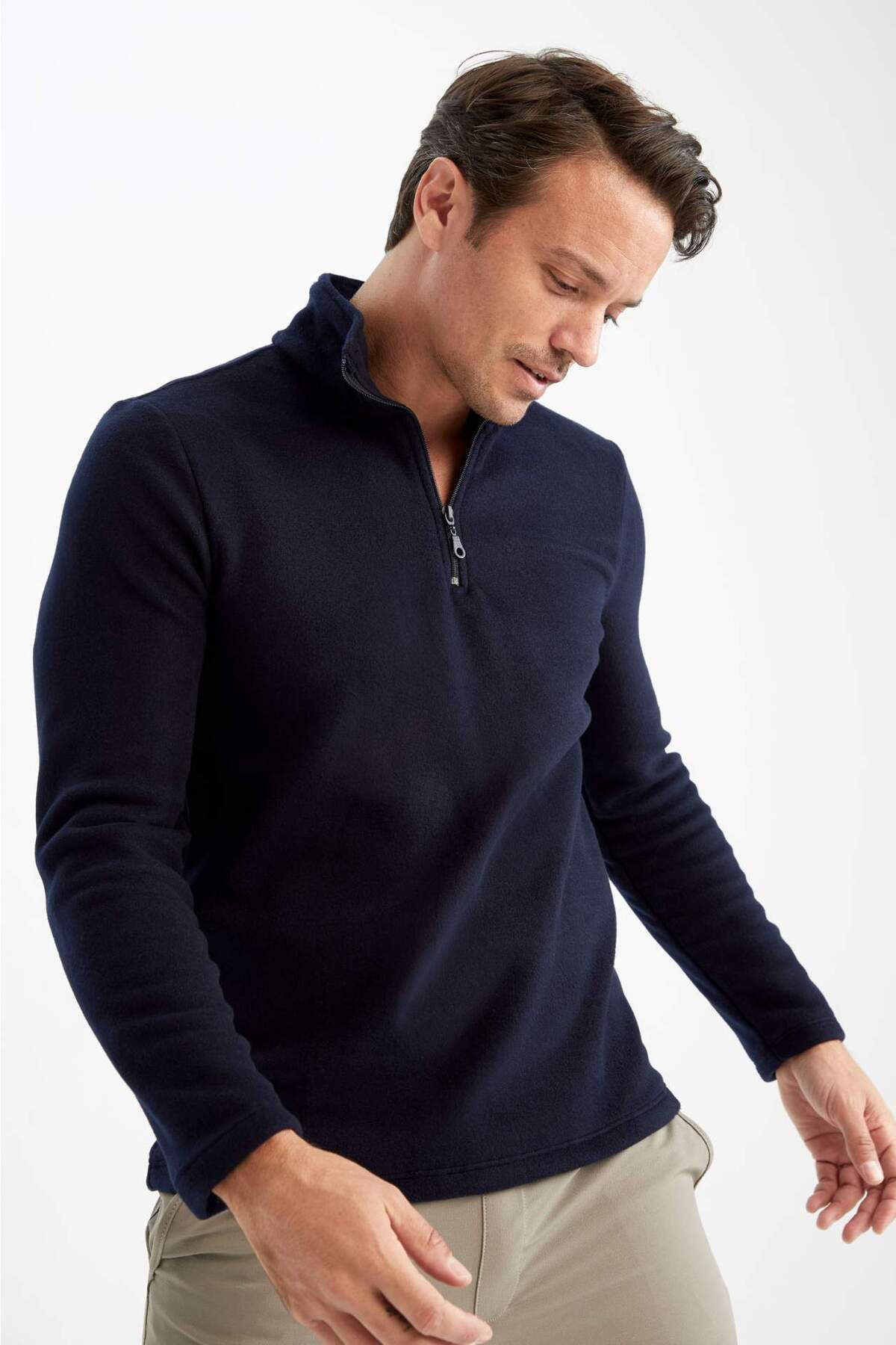 Defacto  Regular Fit Fermuarlı Dik Yaka Yarım Fermuarlı Polar Sweatshirt Y3996AZ22AU