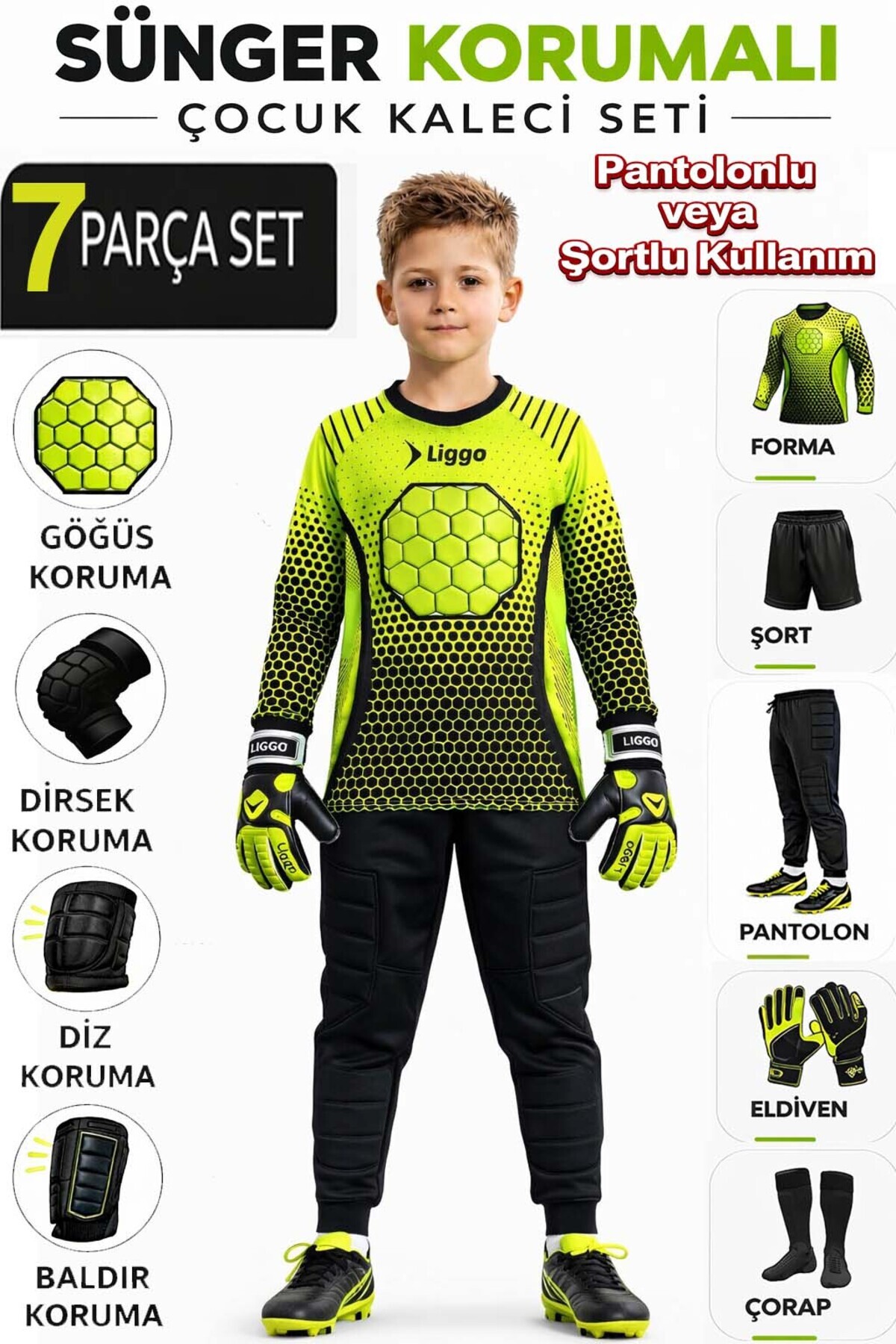 Higuita Chest Sponge Kids Goalkeeper Jersey Kids Goalkeeper Gloves Kids Goalkeeper Pants Set