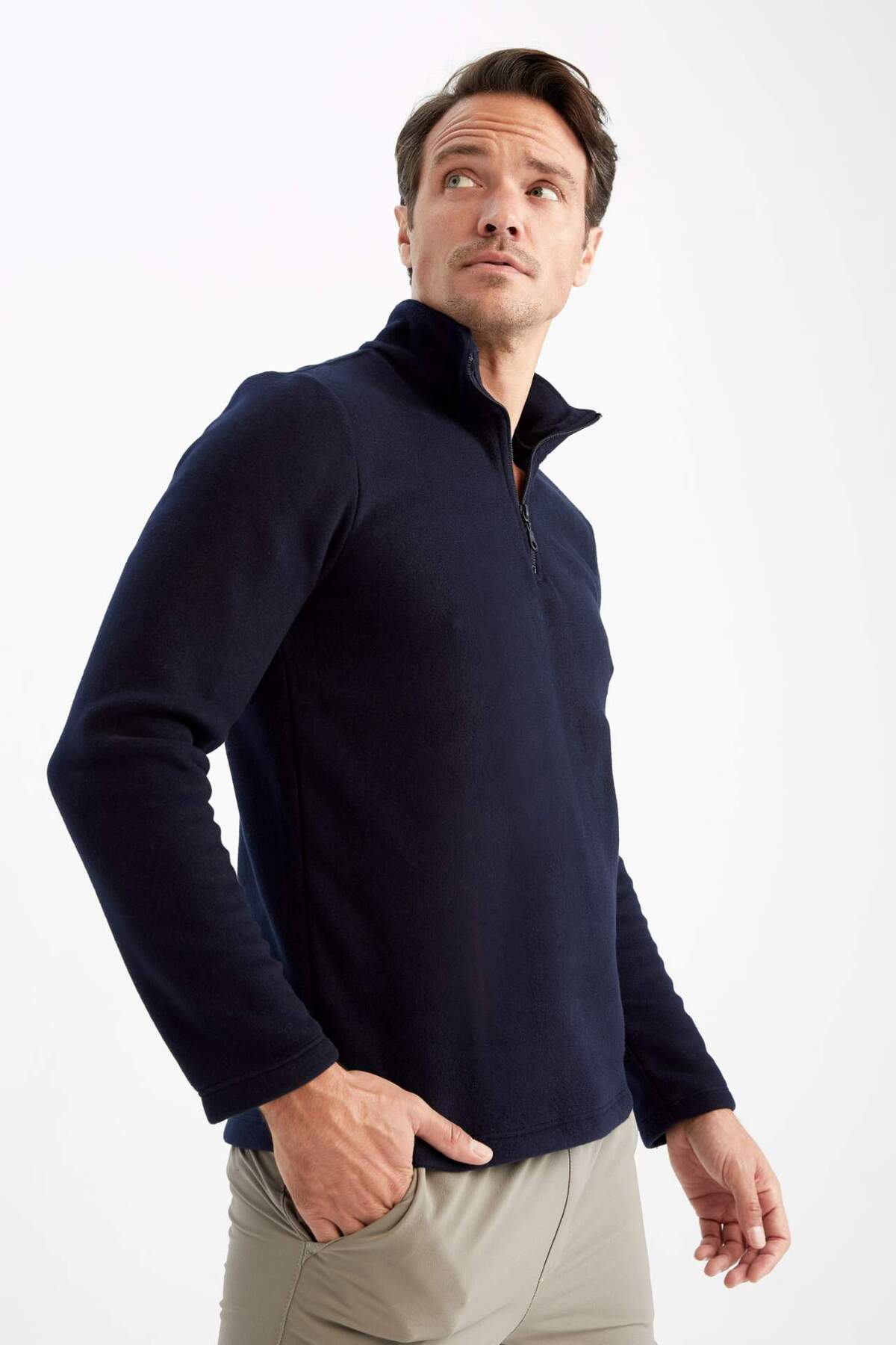 Defacto  Regular Fit Fermuarlı Dik Yaka Yarım Fermuarlı Polar Sweatshirt Y3996AZ22AU - Görsel 3