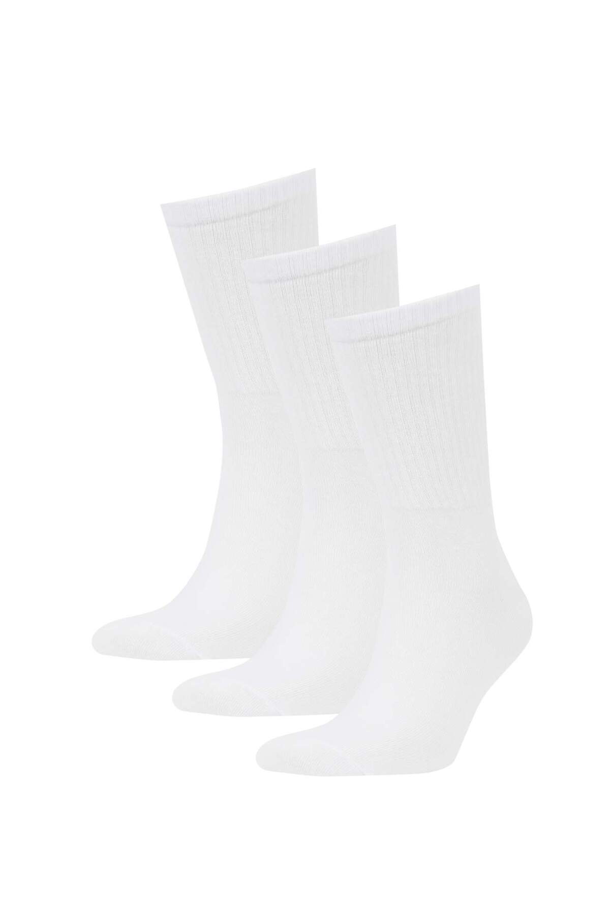 DeFacto Bequeme elastische 3-teilige lange Baumwollsocken für Herren Z0806AZNS