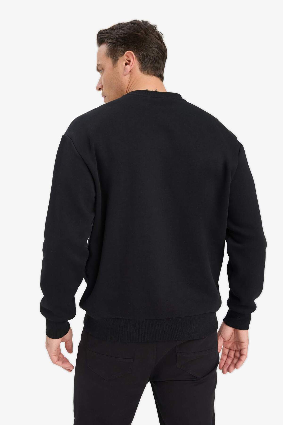 Defacto  Oversize Geniş Kalıp Bisiklet Yaka Basic Düz Sweatshirt T5139AZ22AU - Görsel 4