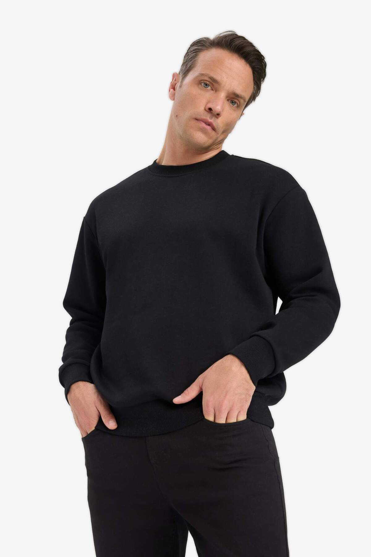 Defacto  Oversize Geniş Kalıp Bisiklet Yaka Basic Düz Sweatshirt T5139AZ22AU - Görsel 2