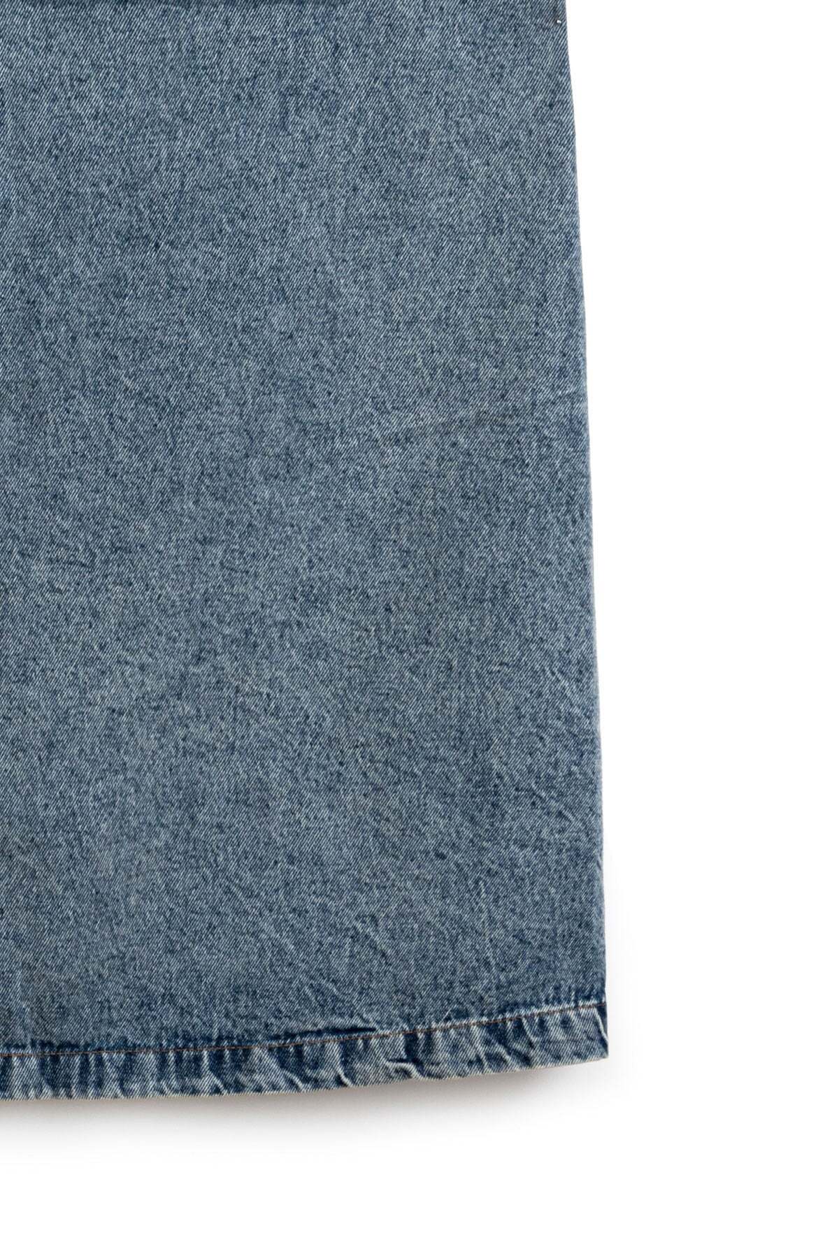 praye  Uzun Çan Denim Etek Eskitme Kot - Görsel 4