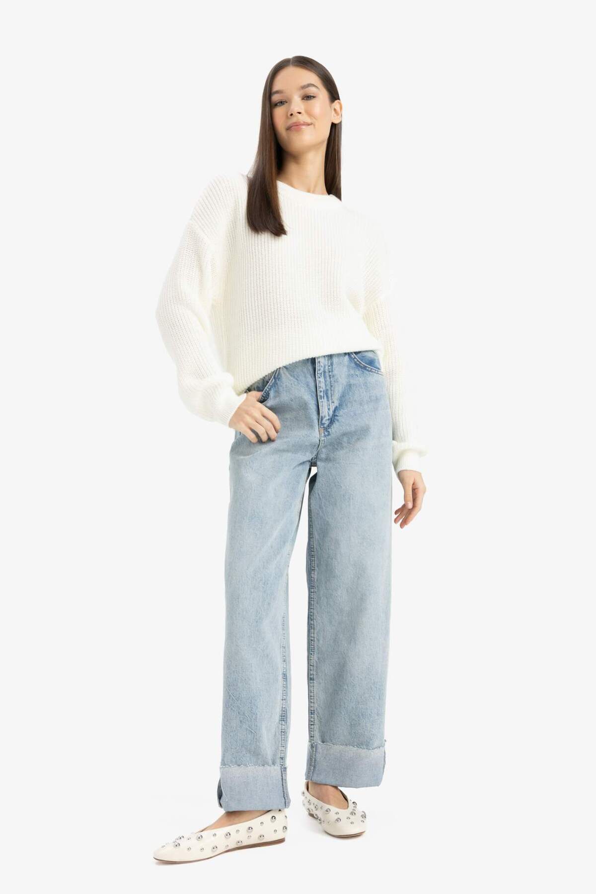 DeFacto Regular Fit Bisiklet Yaka Basic Uzun Kollu Triko Kazak H6905AZ21AU görsel 2