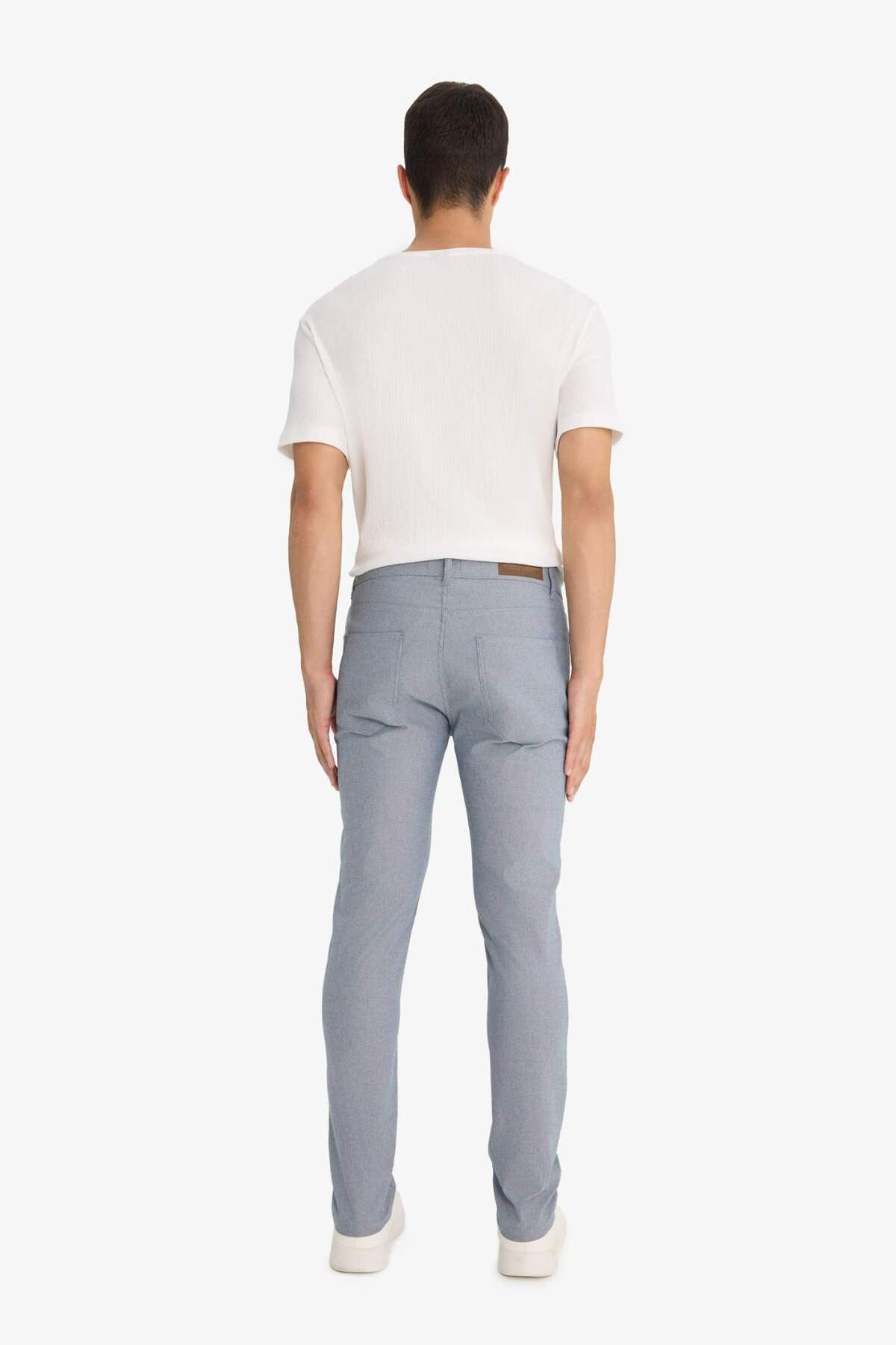 Yazlık Chino Kanvas Dokulu Pantolon Slim Fit Dar Kesim Cepli Dar Paça T1055AZ21SP — آبی — تصویر 7 از 7