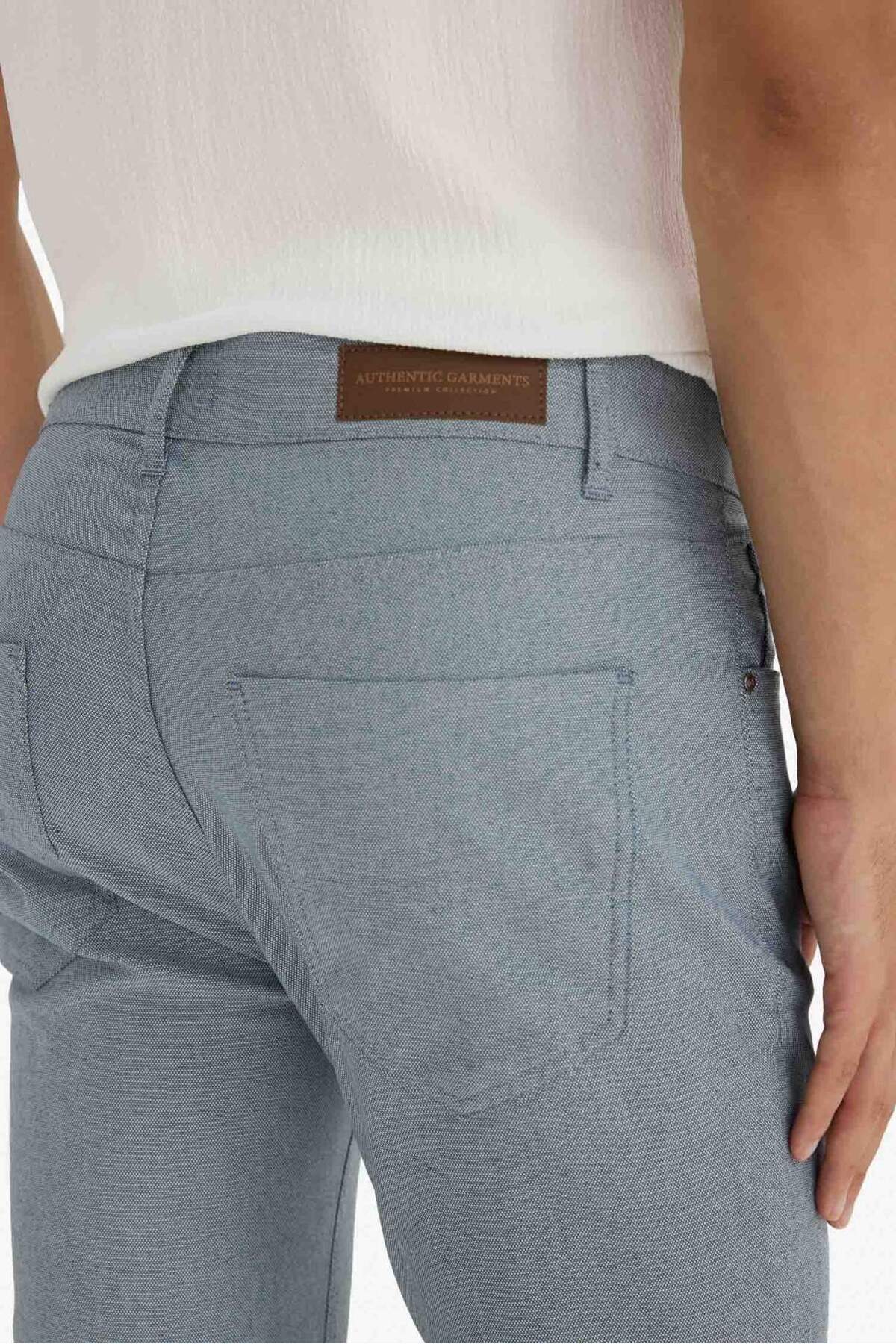 Yazlık Chino Kanvas Dokulu Pantolon Slim Fit Dar Kesim Cepli Dar Paça T1055AZ21SP — آبی — تصویر 6 از 7