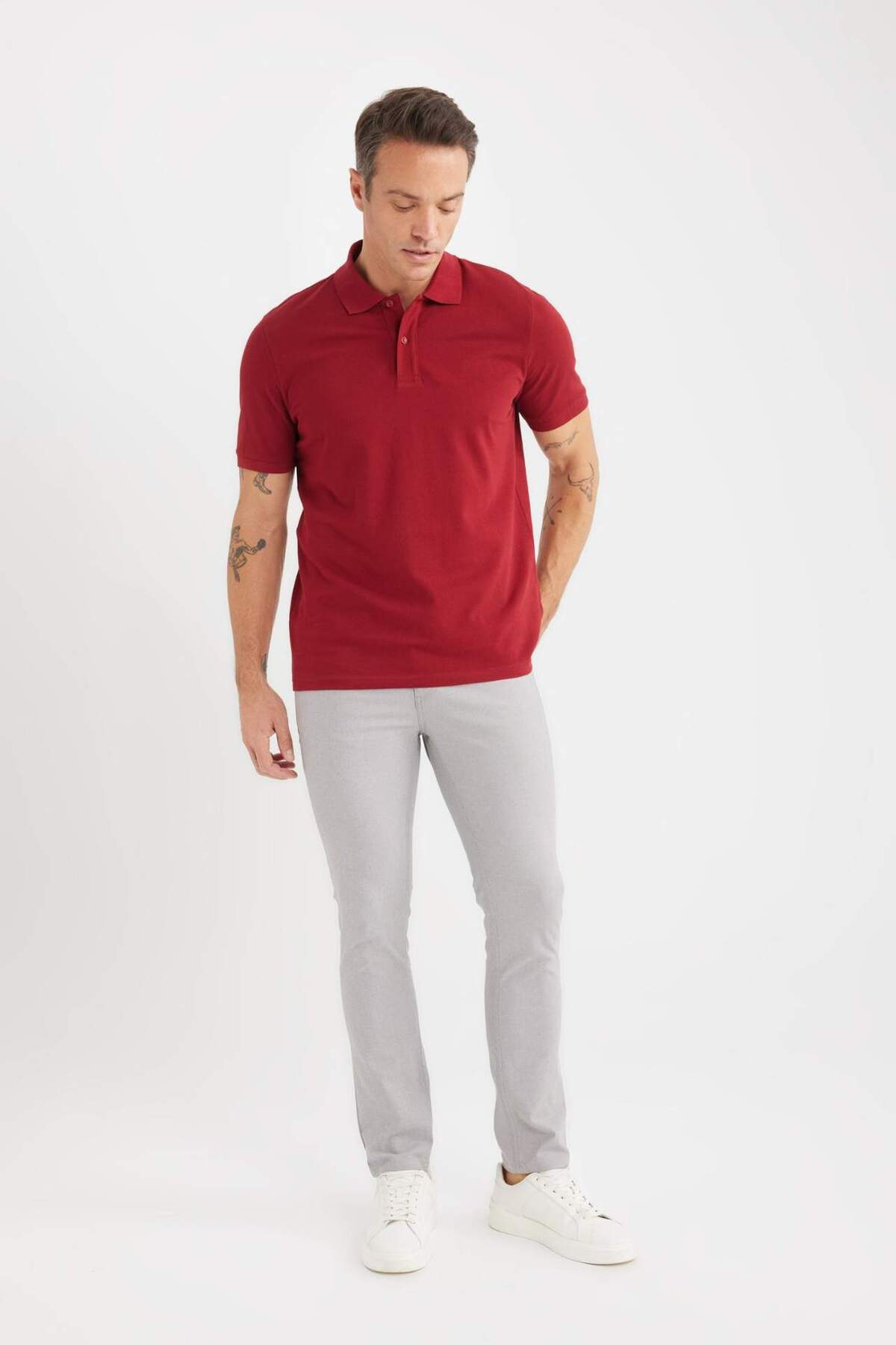 DeFacto Yazlık Chino Kanvas Dokulu Pantolon Slim Fit Dar Kesim Cepli Dar Paça T1055AZ21SP görsel 3