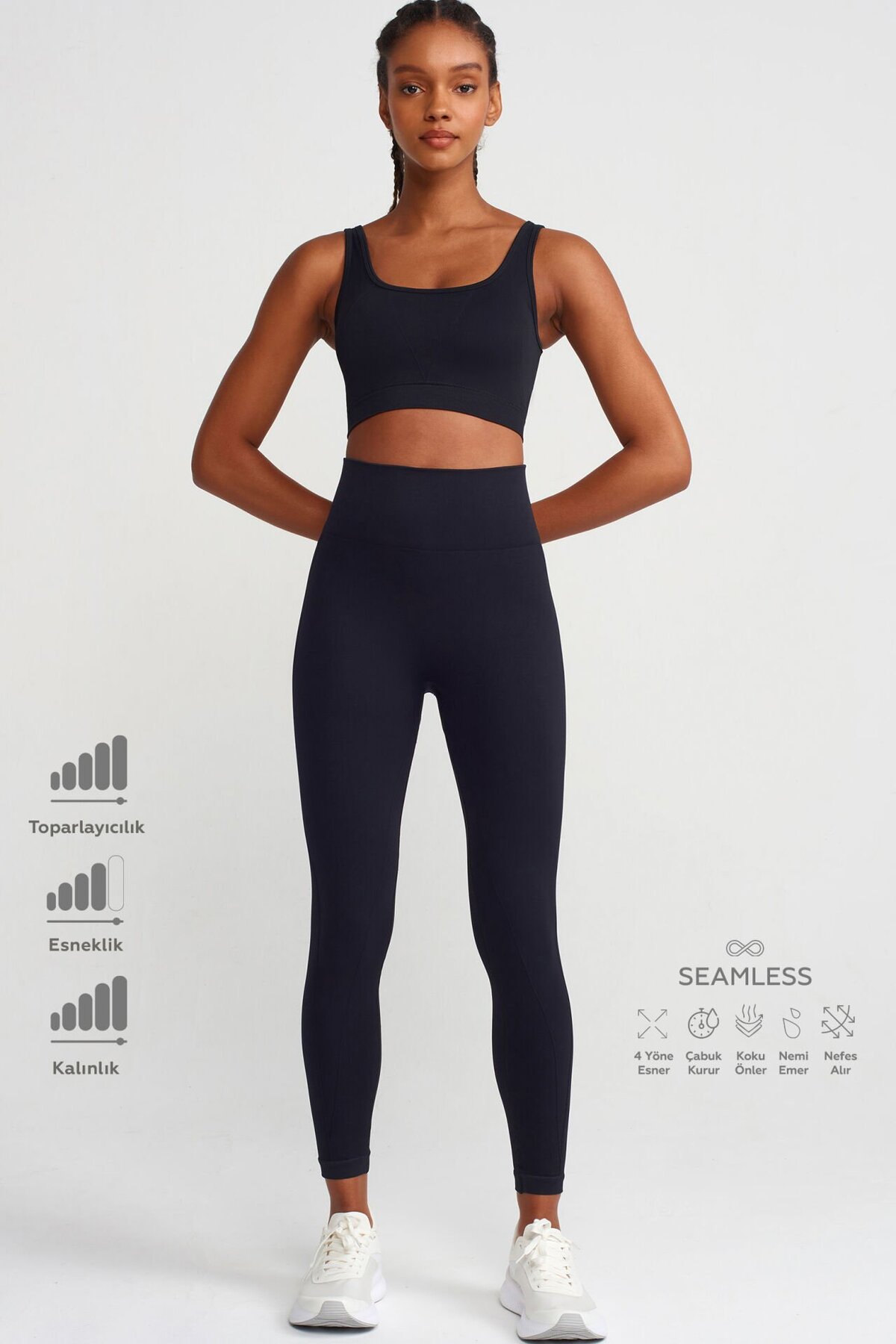 COMEUP  Balıksırtı Desenli Toparlayıcı Tayt Siyah