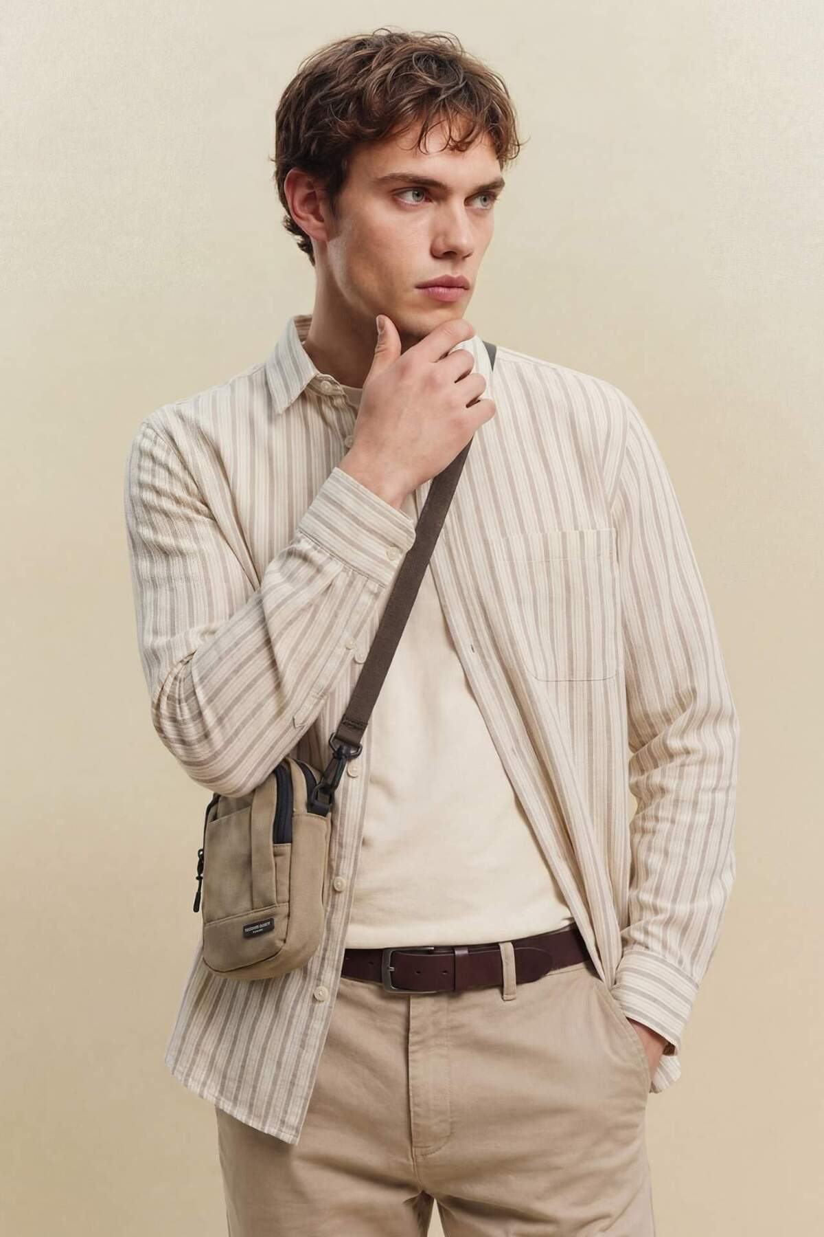 Defacto Regular Fit Polo Collar Linen Blend Long Sleeve Shirt F9322Ax26Sp