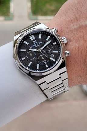 Daniel Klein Kadranı Siyah Kordonu Gümüş Renk 43 mm Erkek Kol Saati