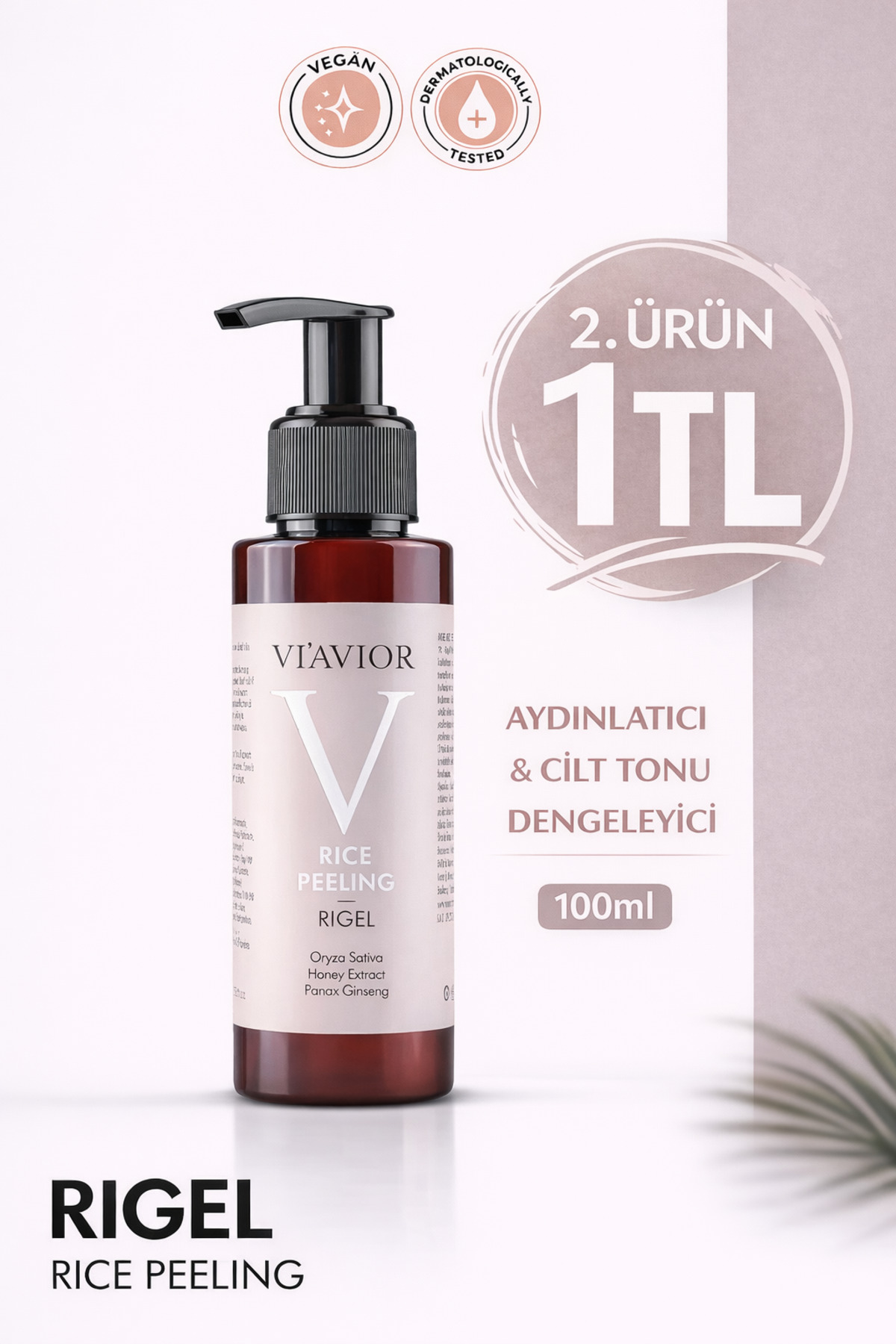 Pirinç Özlü Peeling Yüz Maskesi Rigel Rice Aydınlatıcı Ton Dengeleyici 100ml Viavior — 1000003 — تصویر 2 از 5
