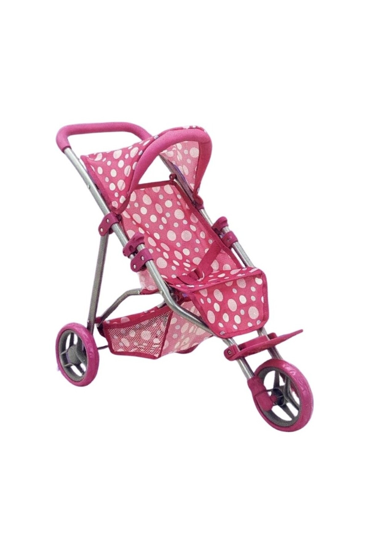 Sunman 0663 Puantiye Desenli, 3 Tekerlekli Ve Tenteli Oyuncak Puset - fotoğrafı 3 (önizleme)