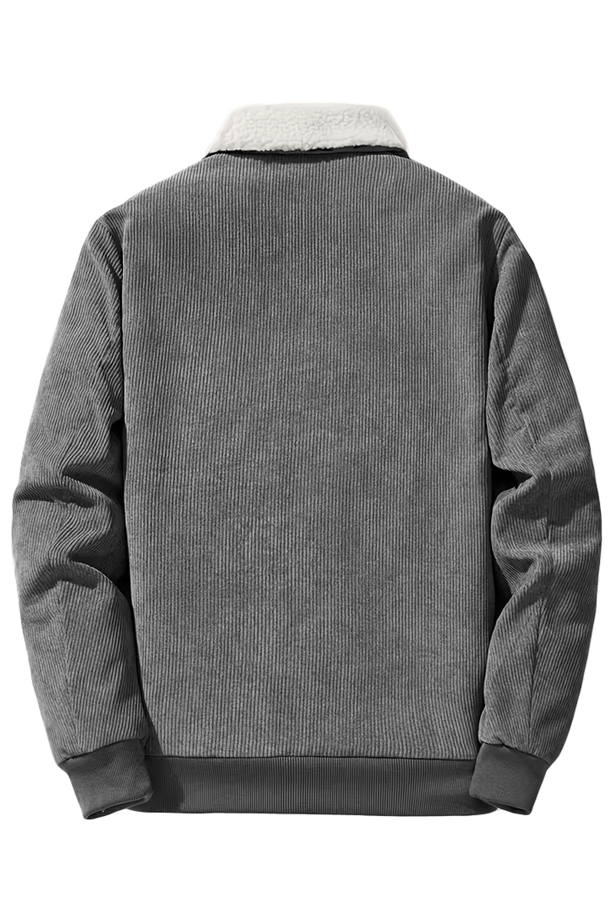 Ghassy Co  Erkek Peluş Astarlı Gömlek Yaka Tam Fermuar Rüzgar Geçirmez Kadife Mont - Görsel 4