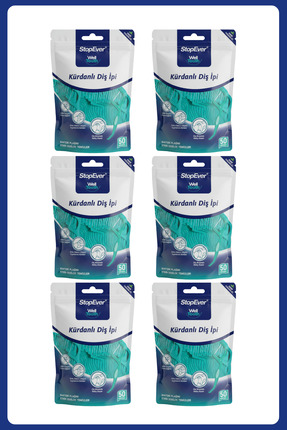 StopEver Well Tooth Kürdanlı Diş Ipi - Nane Ferahlığı - 6x50 Adet - Taşıma Kı...